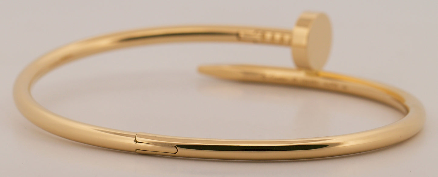 2019 PAPERS Cartier Juste Un Clou Nail Bracelet Size 19 18K Yellow Gold AU 750