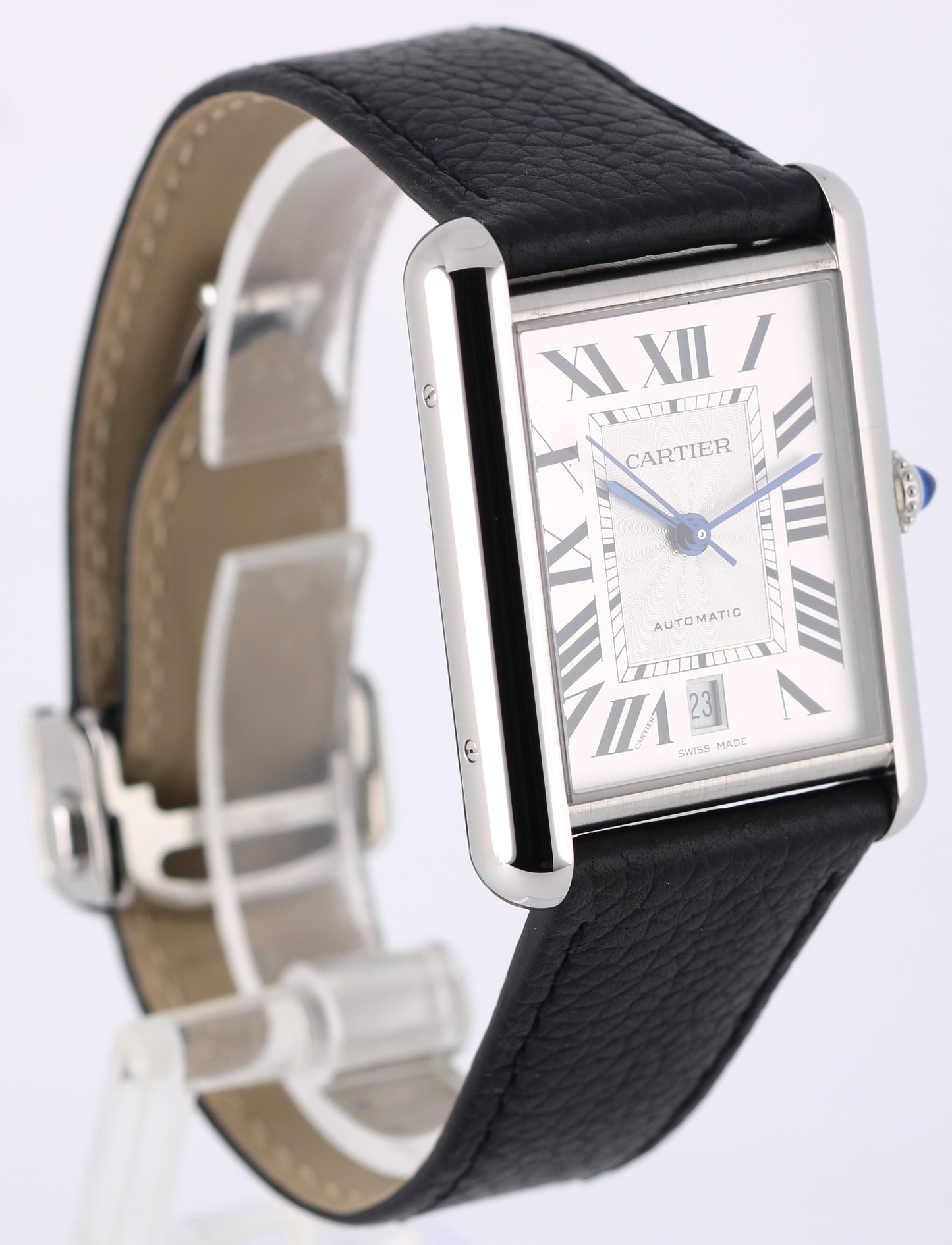 Cartier Tank Must PAPERS Steel Silver 41mmX31mm WSTA0141 4324 Leather Watch BOX