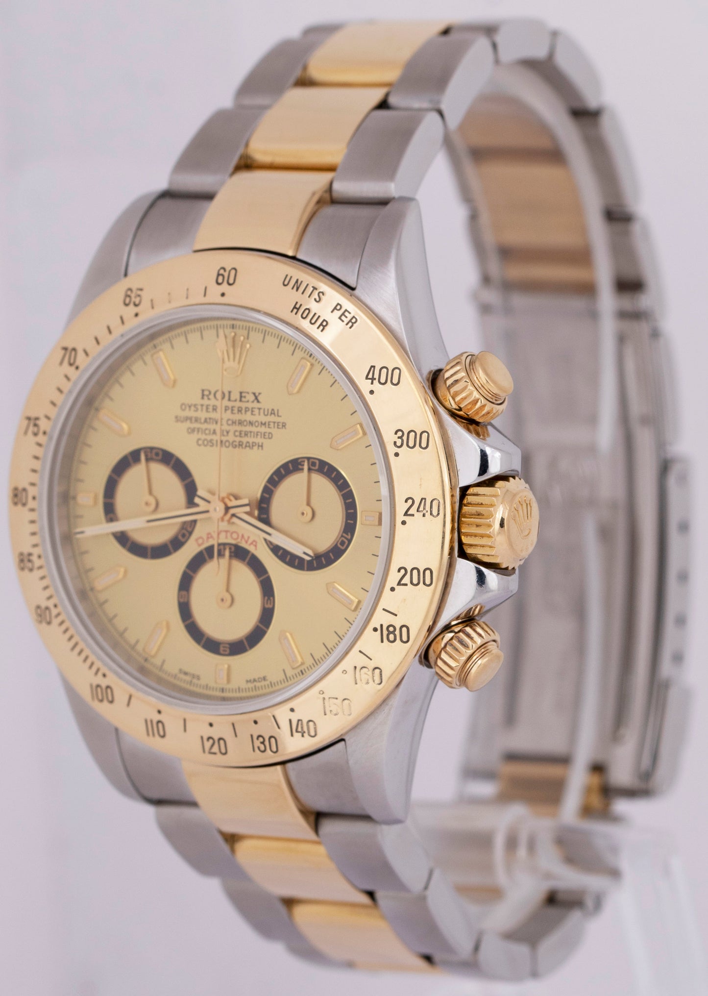 2001 Rolex Daytona 40mm P-Serial Champagne Two-Tone SEL Gold Steel Watch 16523