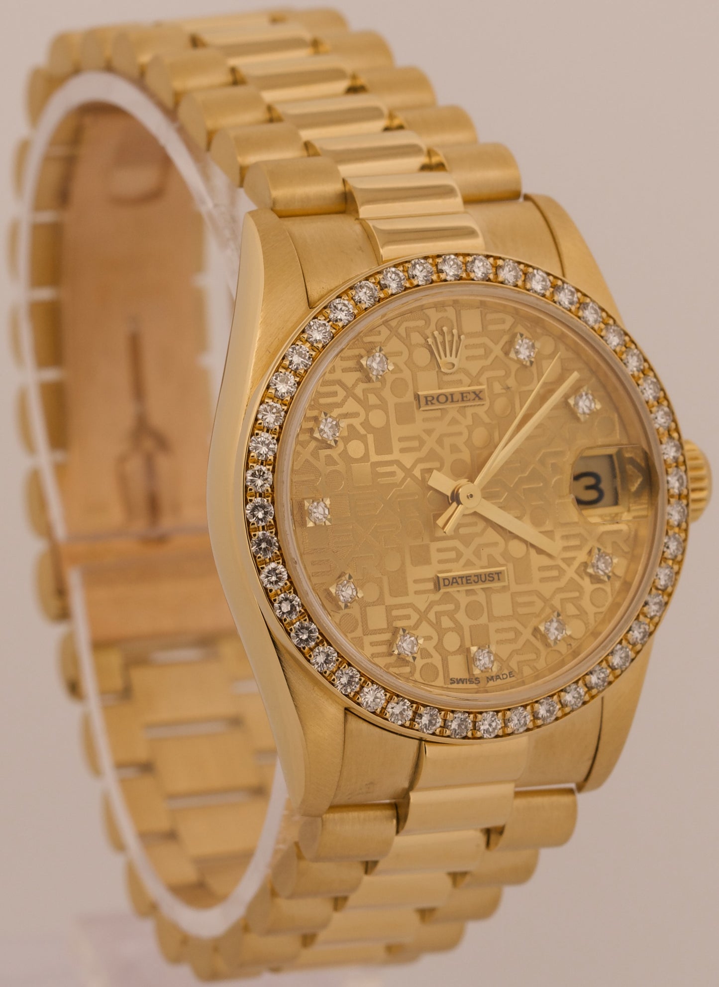PAPERS Rolex DateJust President 31mm CHAMPAGNE JUBILEE DIAMOND 18K 78288 BOX