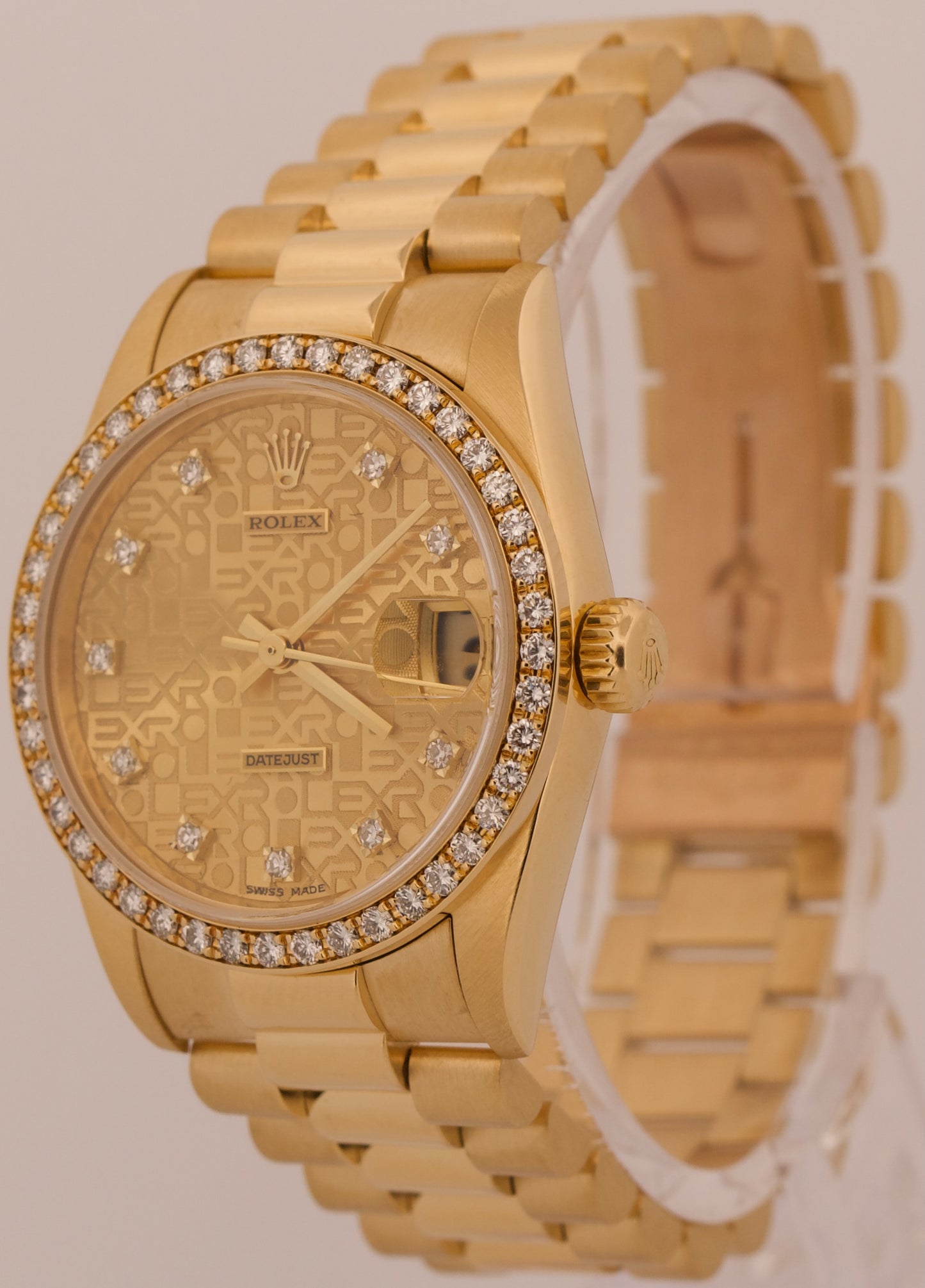 PAPERS Rolex DateJust President 31mm CHAMPAGNE JUBILEE DIAMOND 18K 78288 BOX