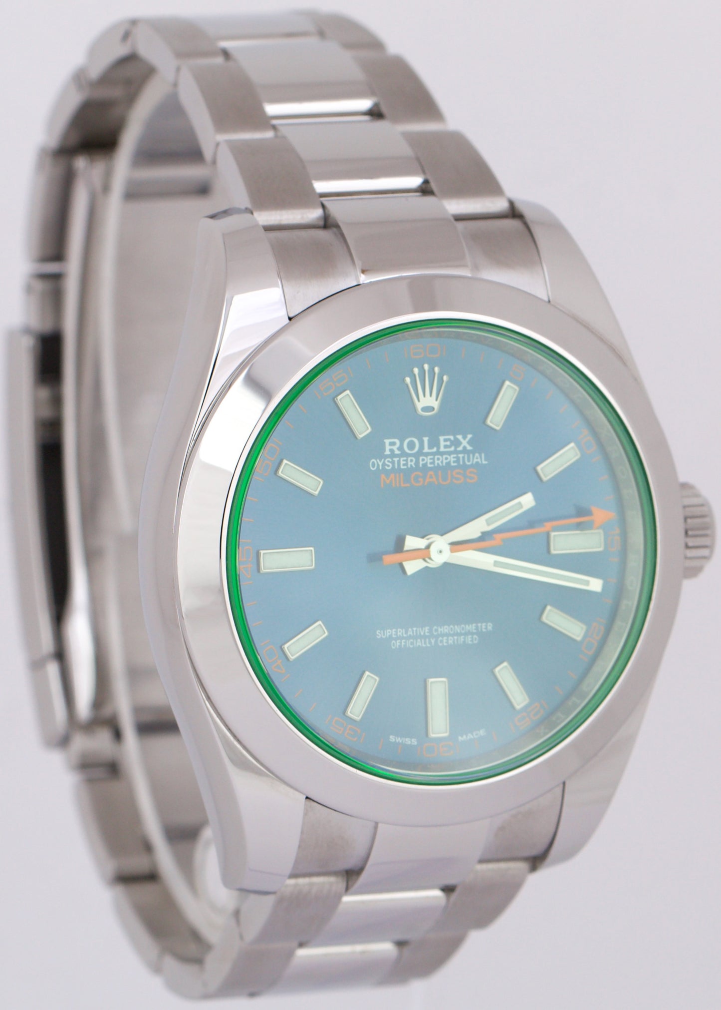 MINT 2020 NEW CARD Rolex Milgauss Z-Blue Green Crystal 40mm 116400 GV Watch BOX