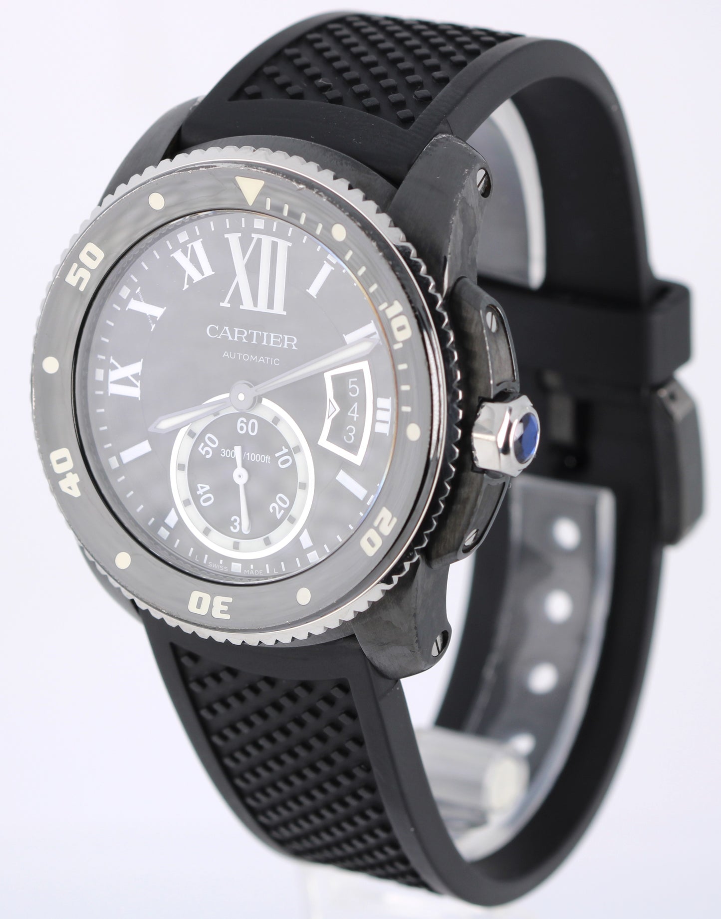 2016 PAPERS Cartier Calibre Diver BLACK Steel Roman 42mm WSCA0006 3729 Watch BOX
