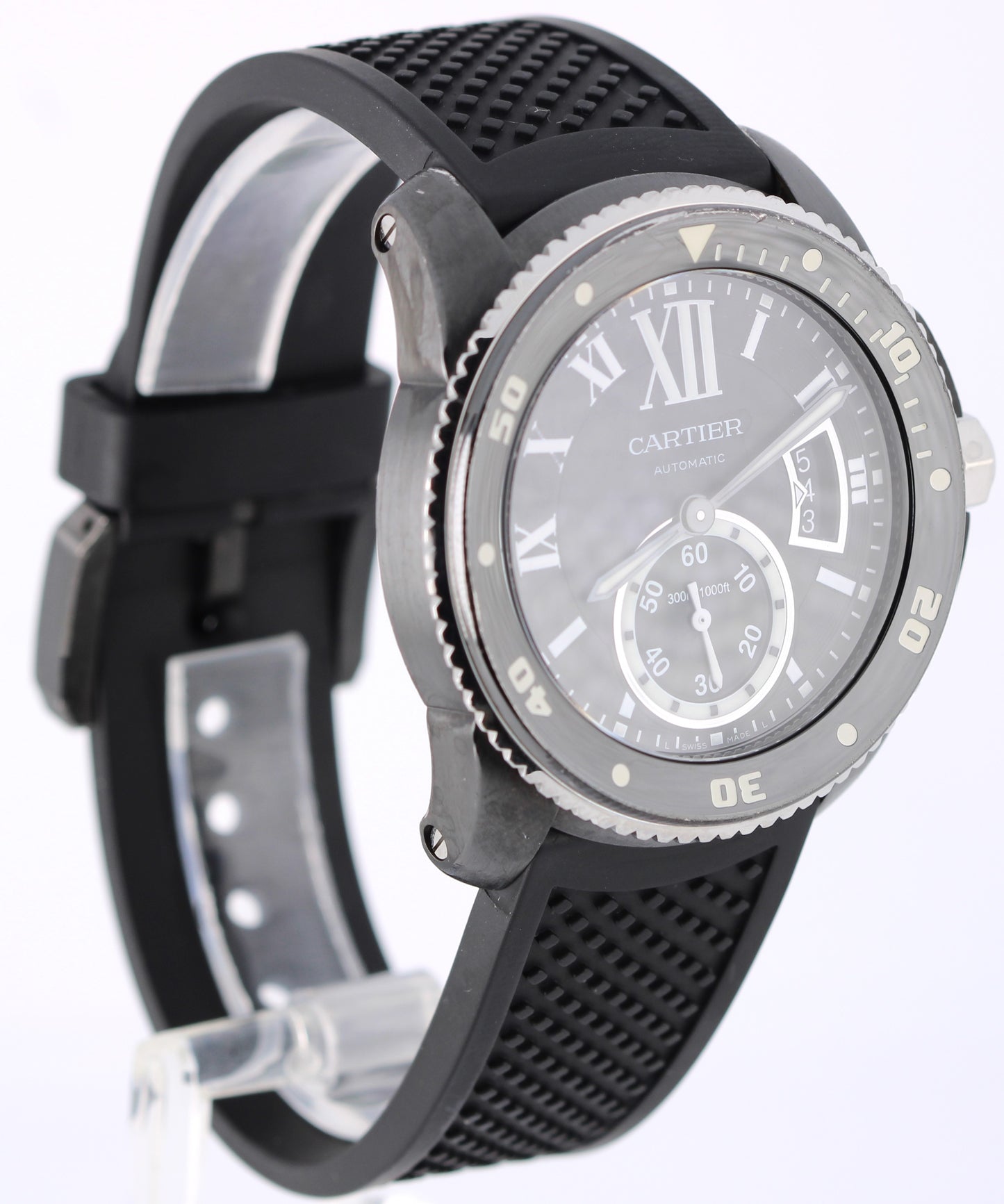 2016 PAPERS Cartier Calibre Diver BLACK Steel Roman 42mm WSCA0006 3729 Watch BOX