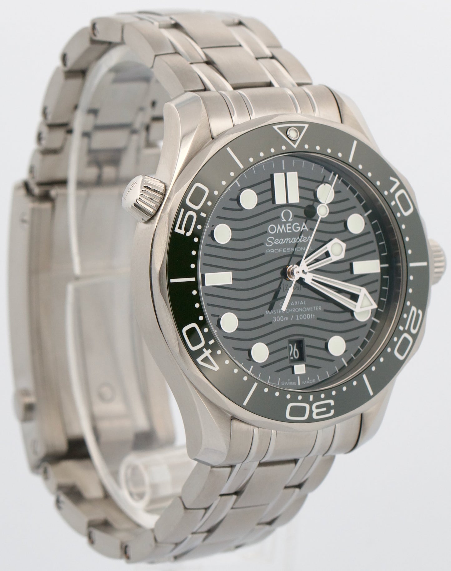 2022 PAPERS Omega Seamaster GREEN WAVE Steel Date 42mm 210.32.42.20.10.001 BOX