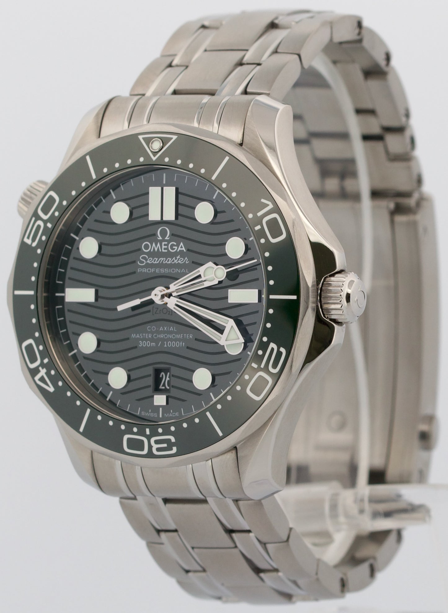 2022 PAPERS Omega Seamaster GREEN WAVE Steel Date 42mm 210.32.42.20.10.001 BOX