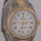 MINT Rolex Oyster Perpetual WHITE ROMAN Buckley 18K Gold Steel Oyster 34mm 14233
