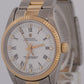 MINT Rolex Oyster Perpetual WHITE ROMAN Buckley 18K Gold Steel Oyster 34mm 14233