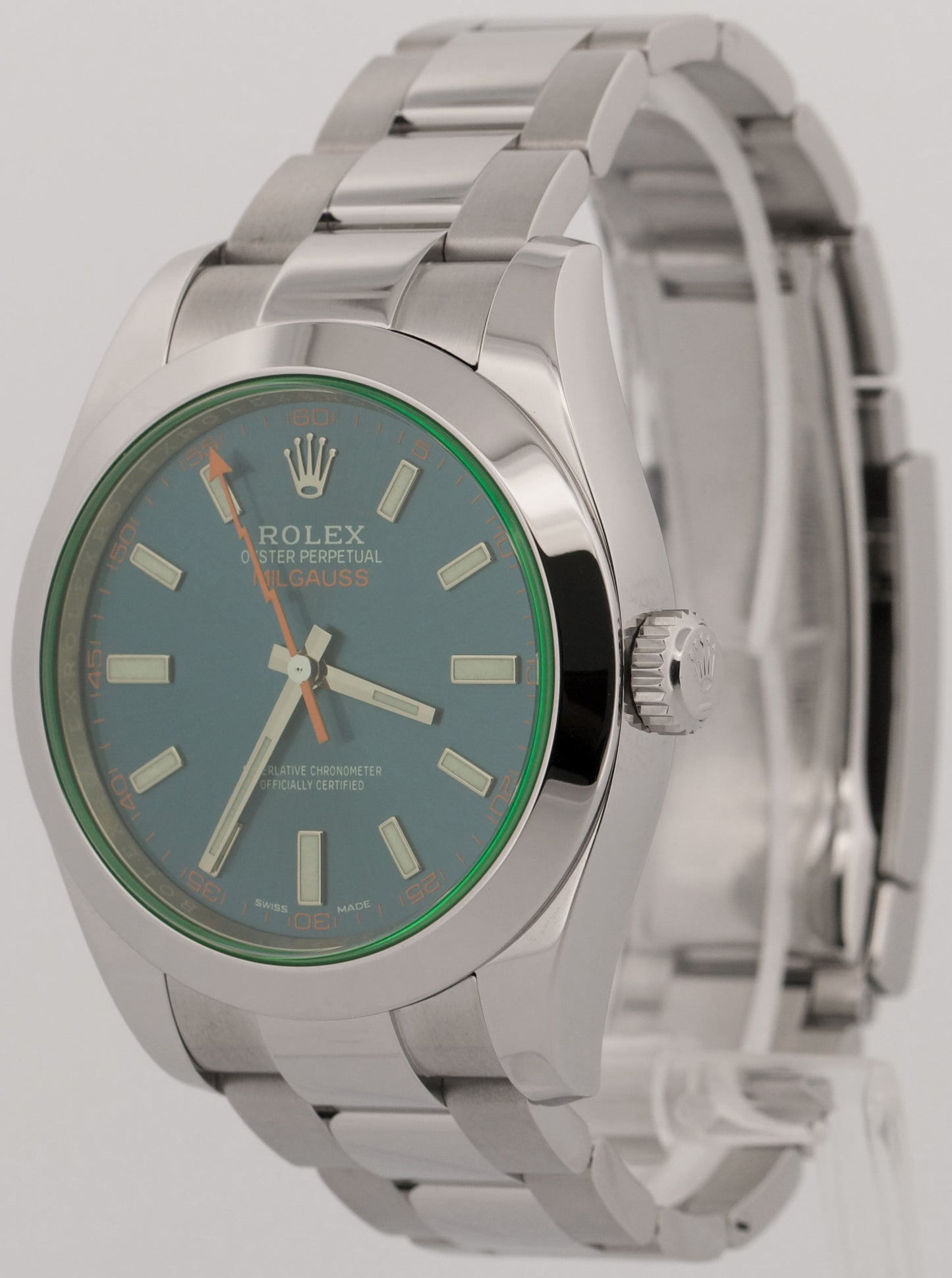 Rolex Milgauss BLUE Green Stainless Steel 40mm RANDOM SERIAL Oyster 116400 GV