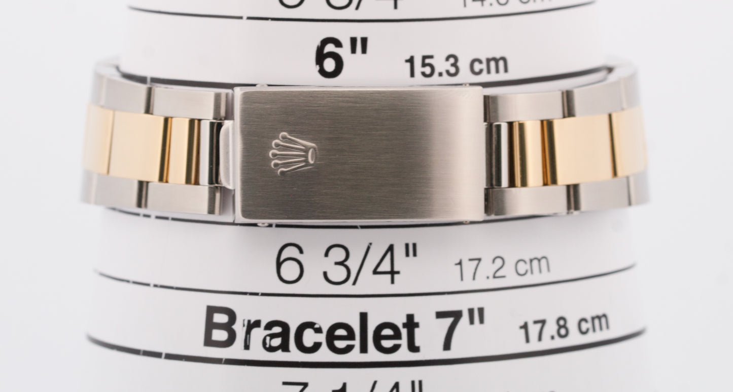 MINT Rolex Oyster Perpetual WHITE ROMAN Buckley 18K Gold Steel Oyster 34mm 14233