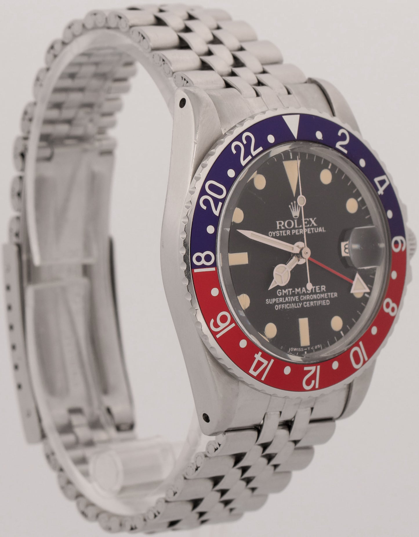 VINTAGE 1968 Rolex GMT-Master PEPSI Black Red Blue JUBILEE Steel 40mm 1675 Watch