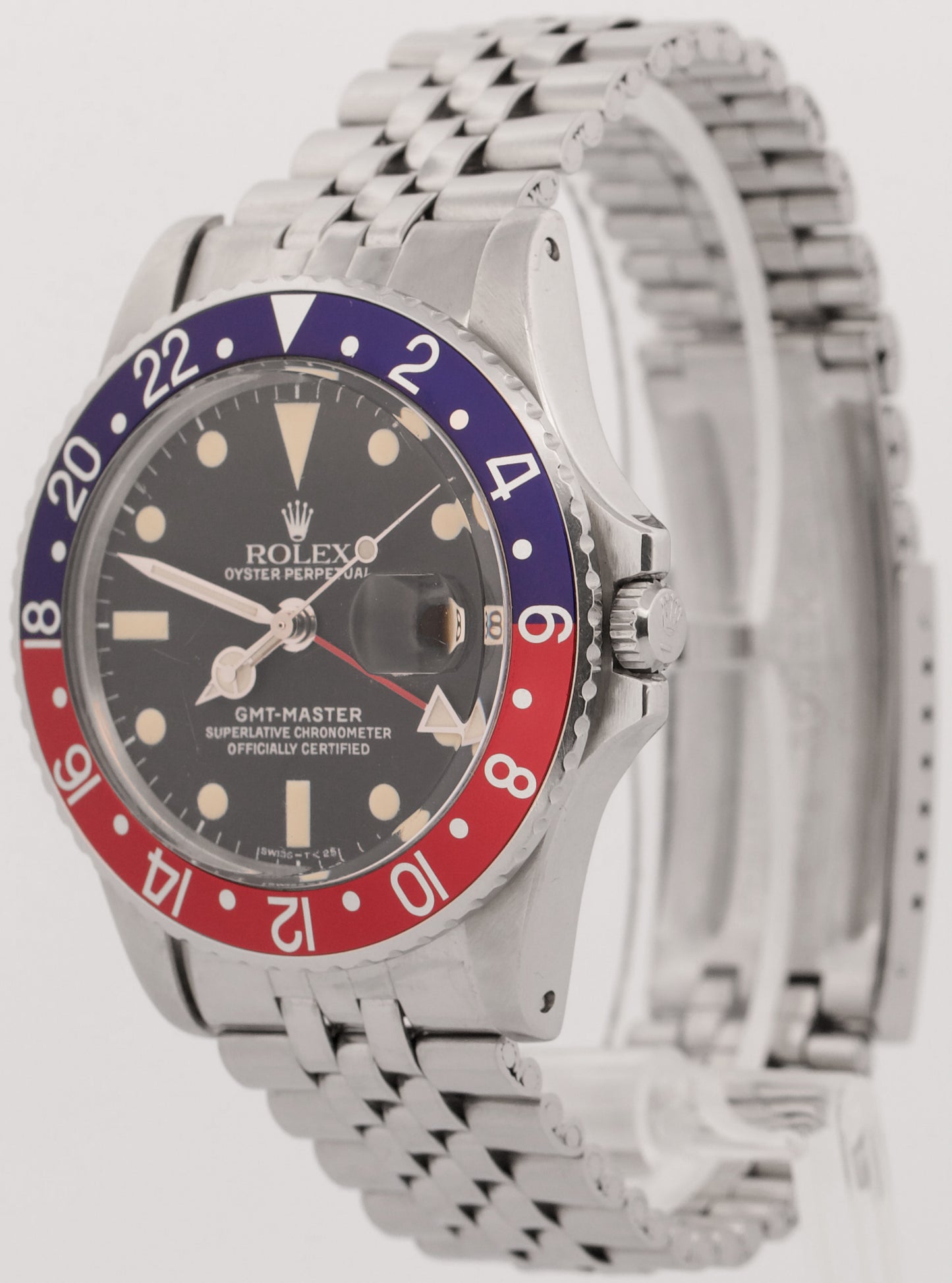 VINTAGE 1968 Rolex GMT-Master PEPSI Black Red Blue JUBILEE Steel 40mm 1675 Watch