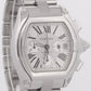 MINT Cartier Roadster XL Chronograph SILVER Roman Steel 43mm Watch 2618 W62006X6