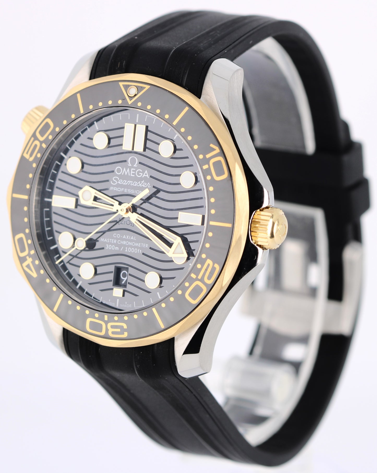 Omega Seamaster Two-Tone Gold Steel Black Wave 42mm 210.22.42.20.01.001 Watch