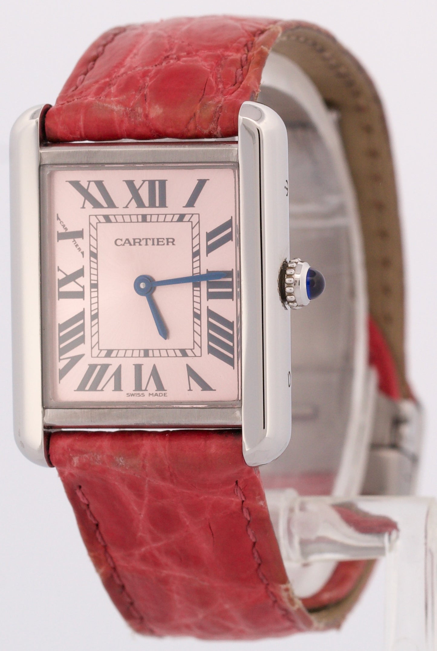 Ladies Cartier Tank Solo PINK Steel 31mm x 23mm Quartz Leather 3170 / W5200000
