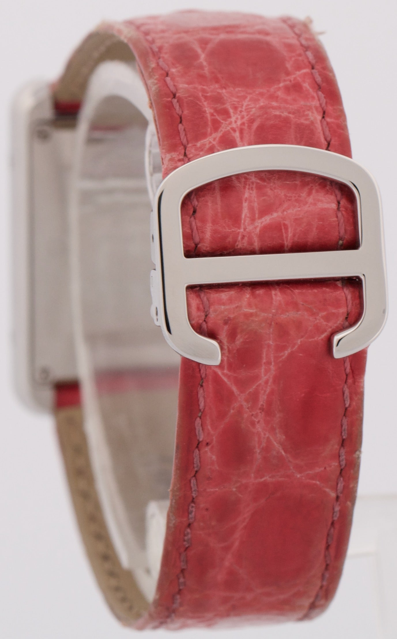 Ladies Cartier Tank Solo PINK Steel 31mm x 23mm Quartz Leather 3170 / W5200000