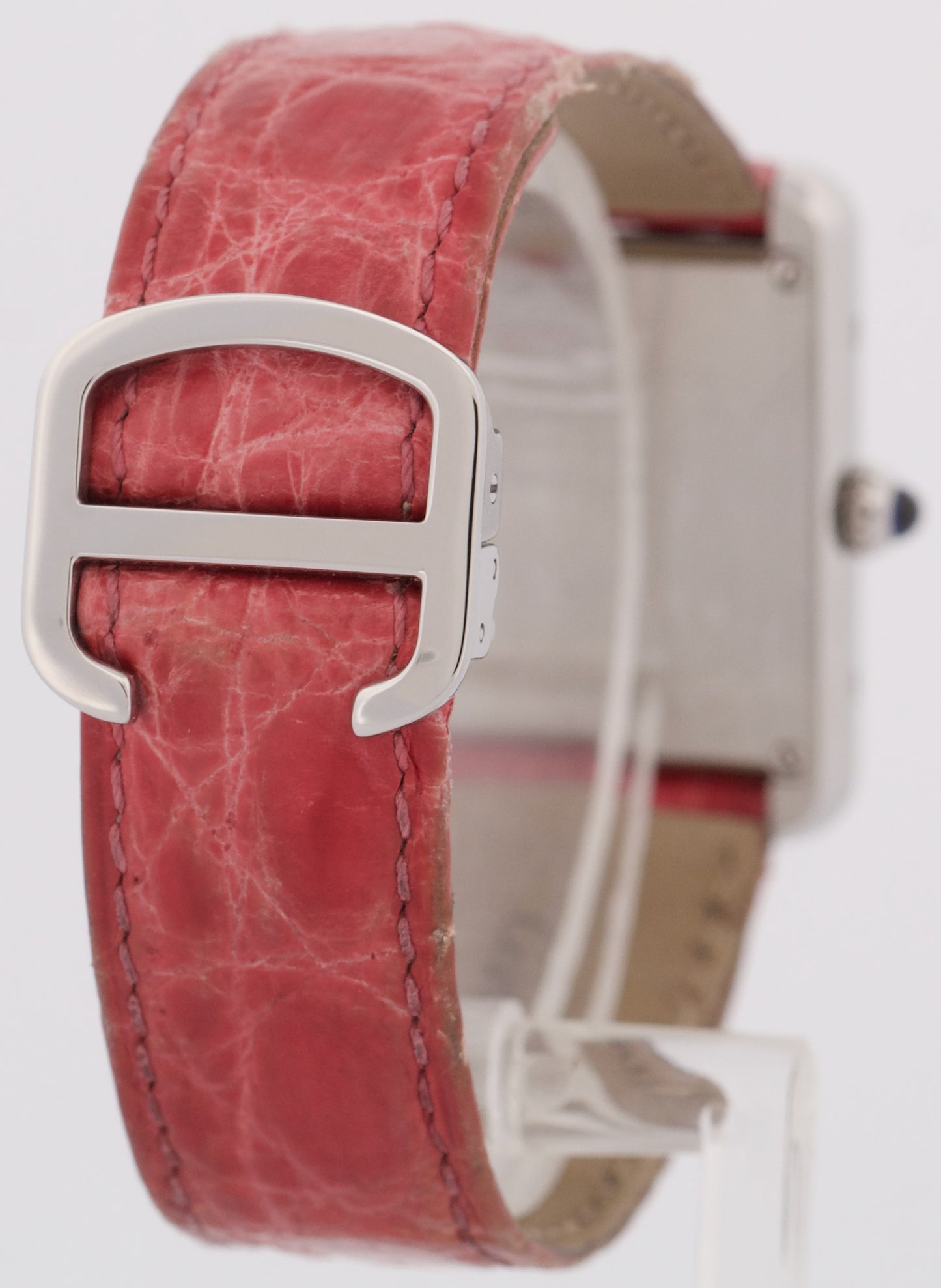 Ladies Cartier Tank Solo PINK Steel 31mm x 23mm Quartz Leather 3170 / W5200000