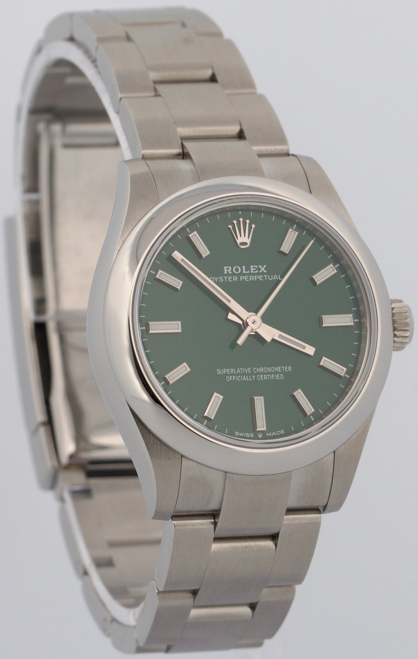 2023 PAPERS Rolex Oyster Perpetual GREEN Smooth Steel OYSTER 31mm 277200 BOX