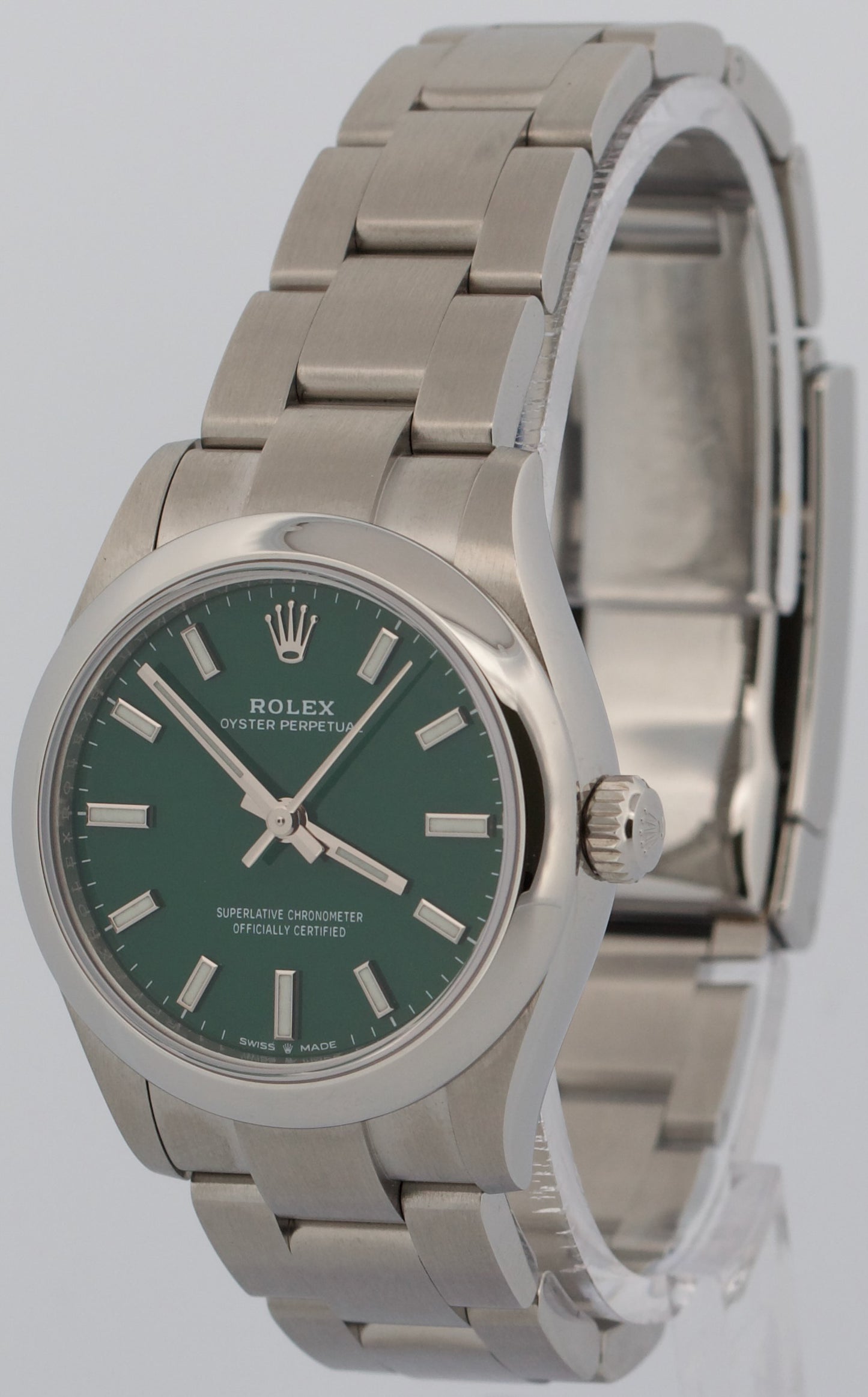 2023 PAPERS Rolex Oyster Perpetual GREEN Smooth Steel OYSTER 31mm 277200 BOX