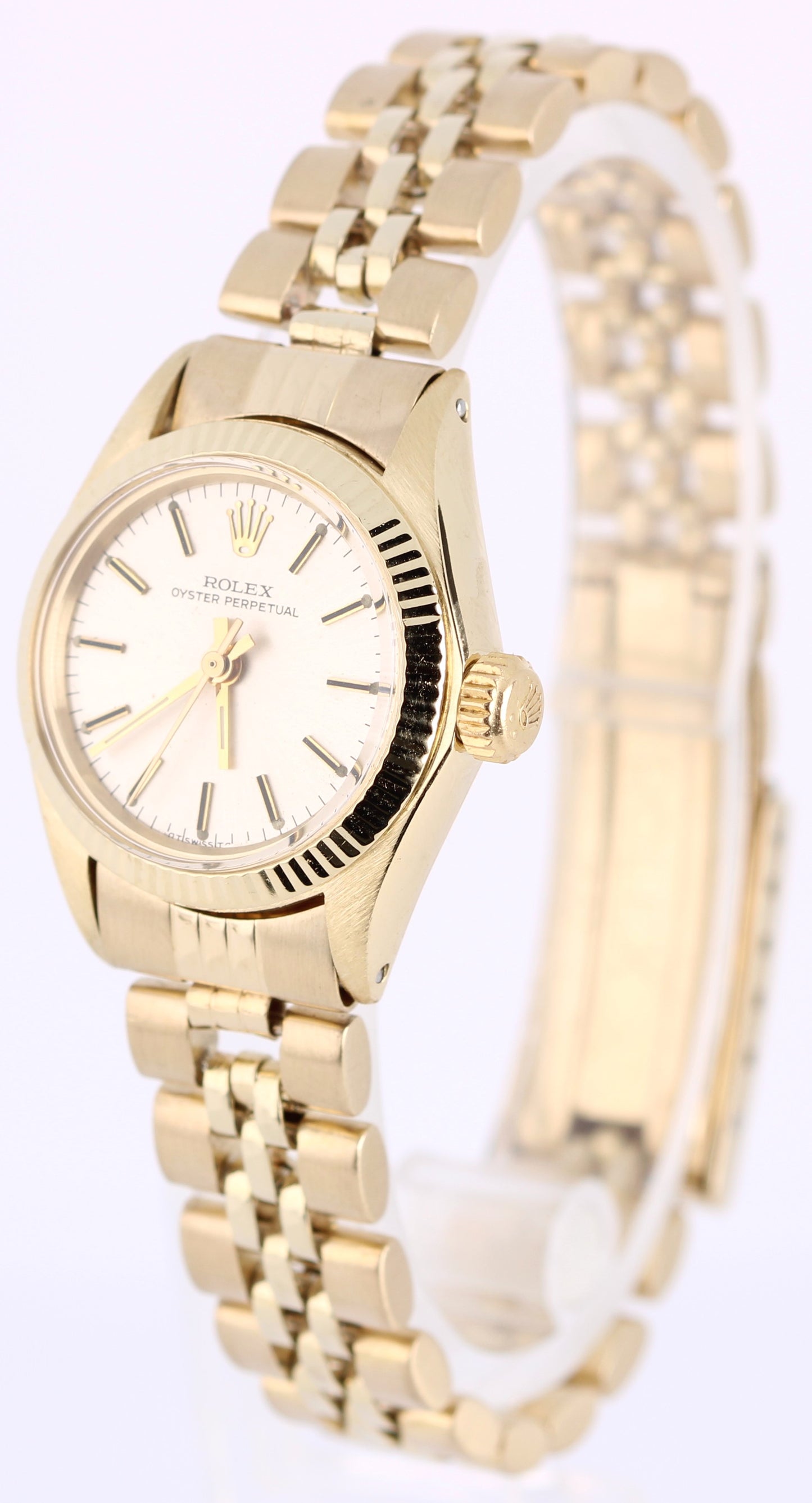 VINTAGE Rolex Oyster Perpetual 18k Gold Silver 24mm Fluted Jubilee 6719 Watch