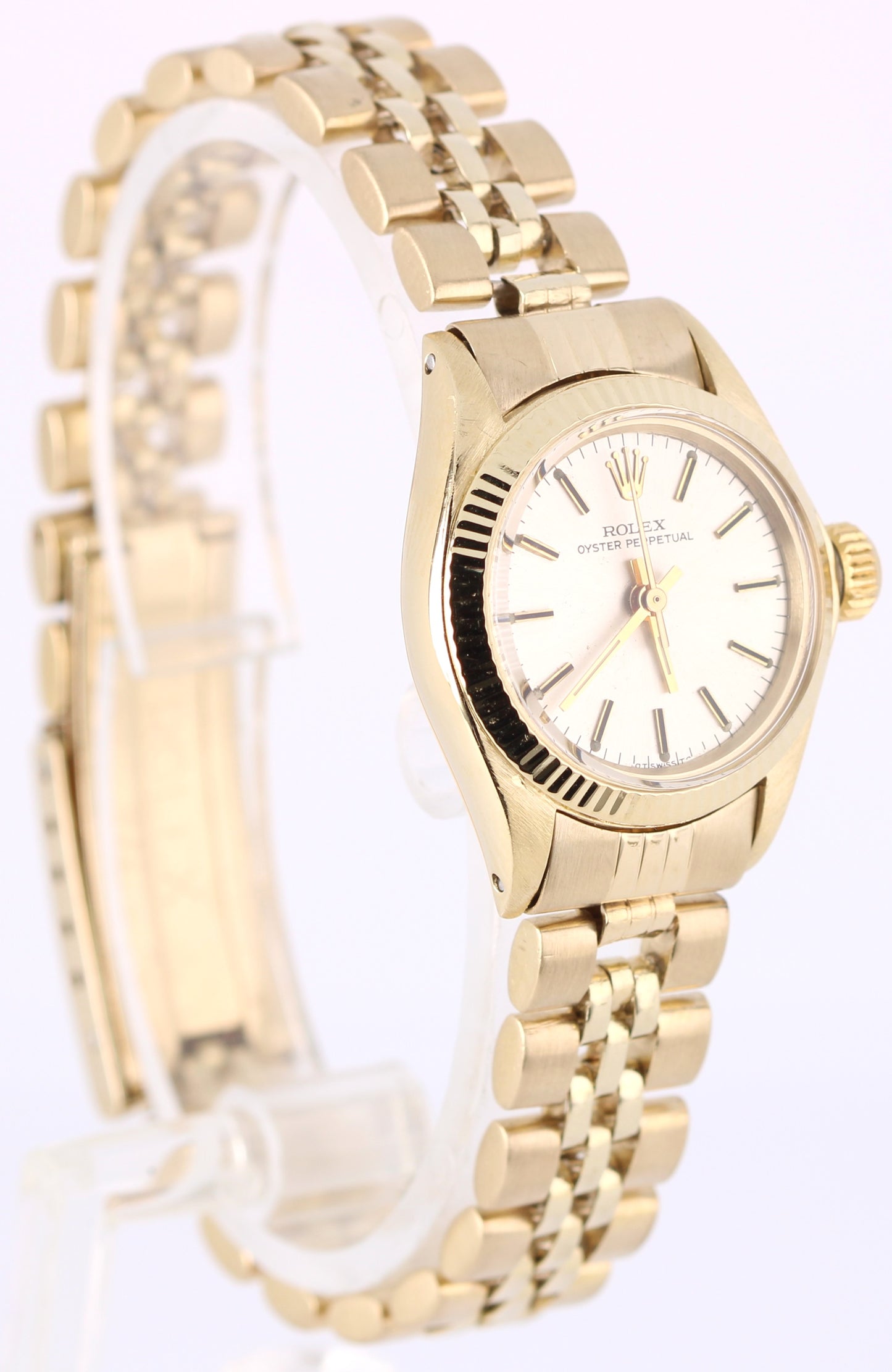 VINTAGE Rolex Oyster Perpetual 18k Gold Silver 24mm Fluted Jubilee 6719 Watch