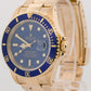 2004 PAPERS Rolex Submariner Date BLUE 18K Yellow Gold 40mm Watch 16618 LB BOX