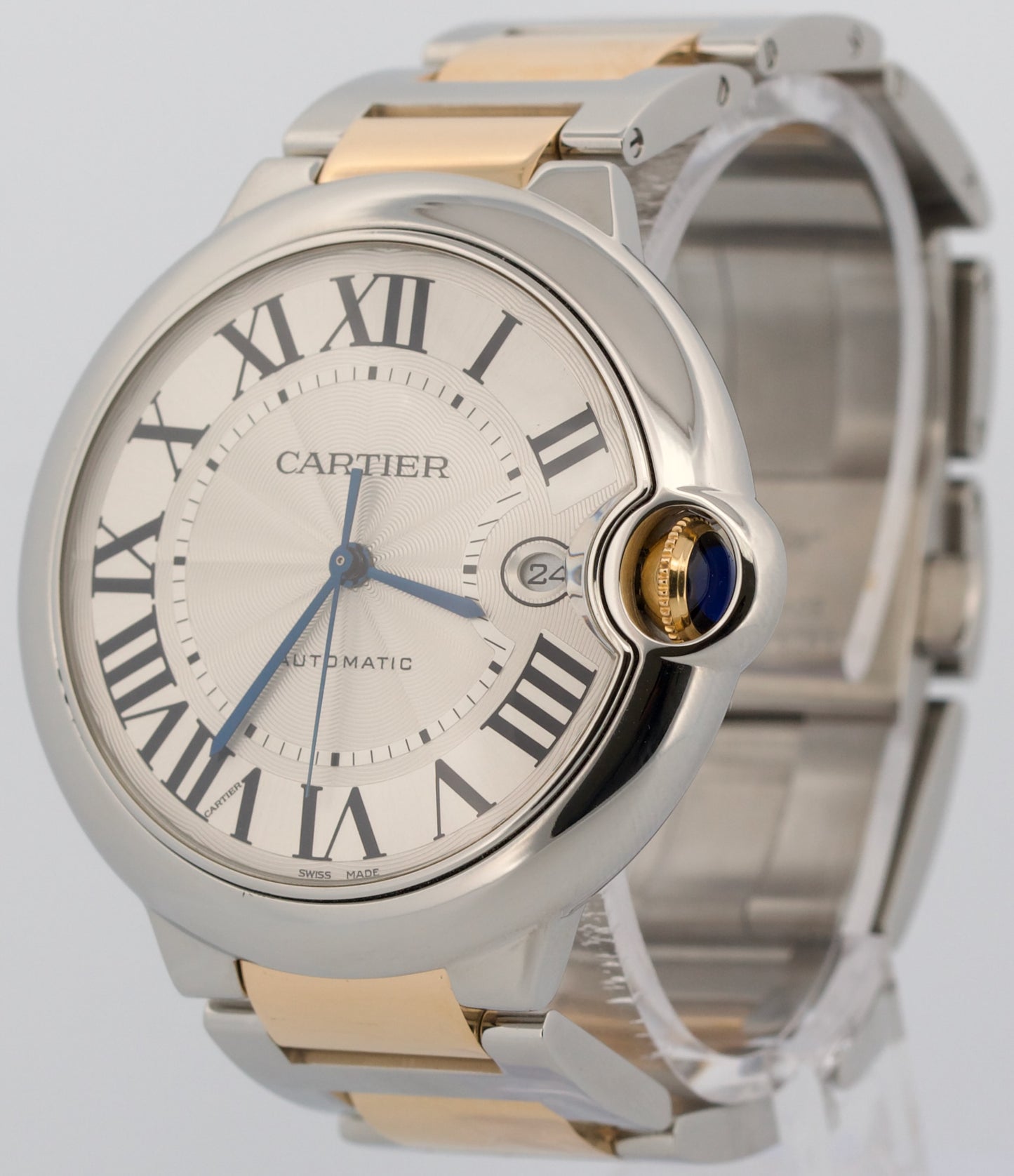 2014 PAPERS Cartier Ballon Bleu SILVER Yellow Gold Steel 42mm 3765 W69009Z3 BOX