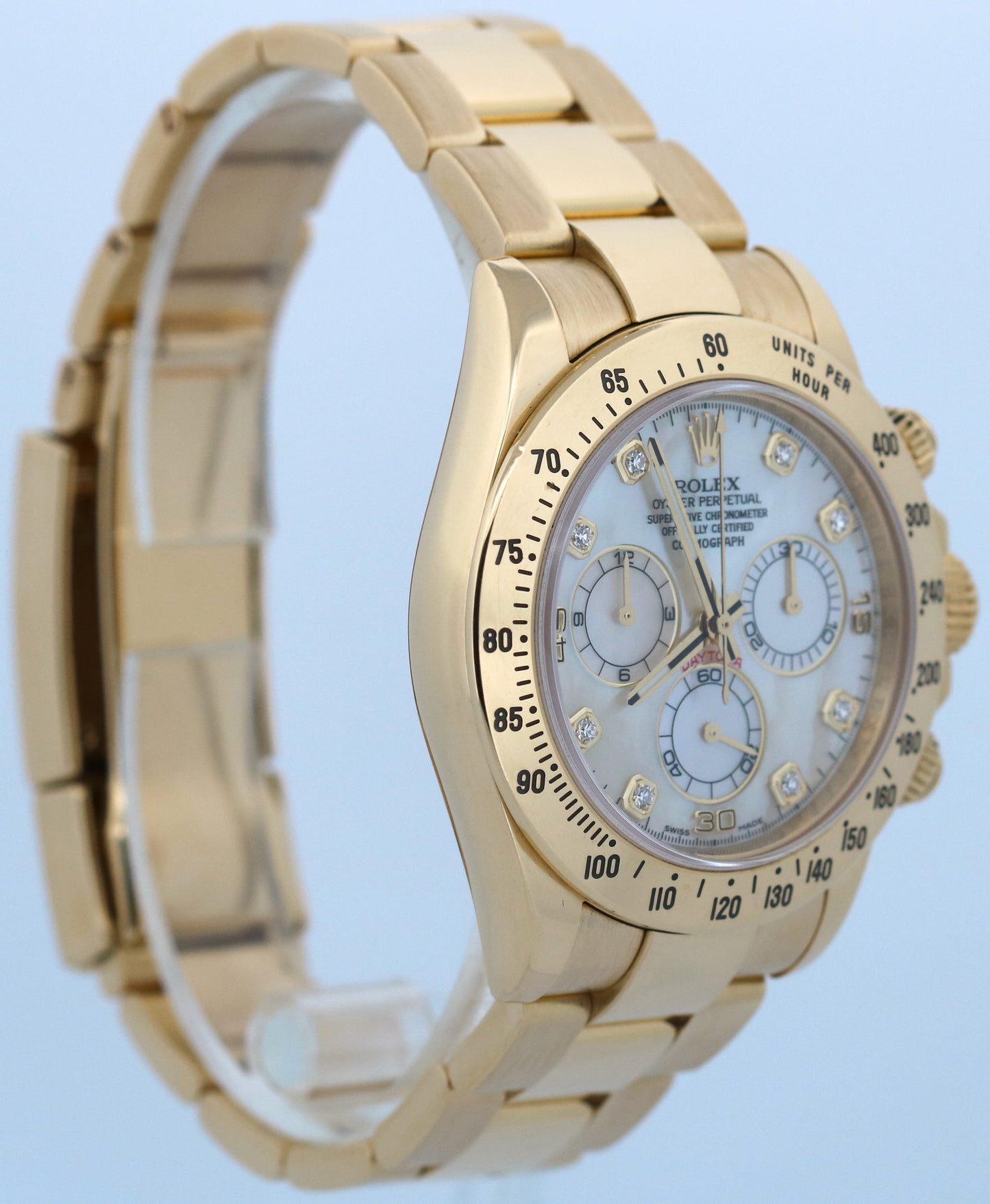 PAPERS Rolex Daytona Cosmograph FACTORY MOP DIAMOND 18K Gold 40mm 116528 BOX
