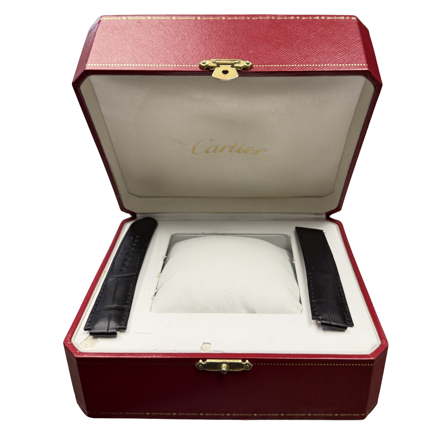 Cartier Ballon Bleu Steel Black Roman Numeral Guilloche 42mm 3765 Watch BOX