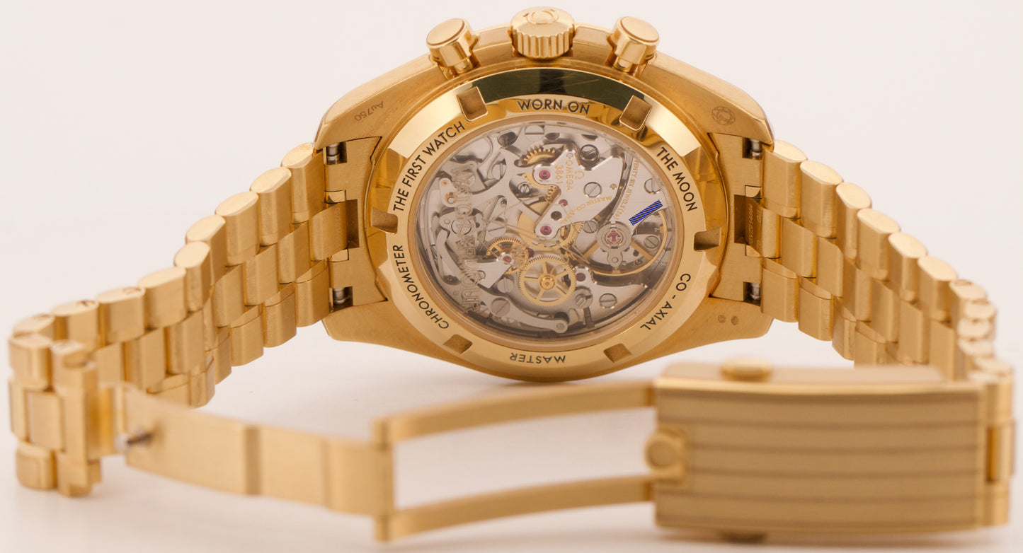 2023 PAPERS Omega Speedmaster GREEN Moonshine 18K Gold 310.60.42.50.10.001 BOX