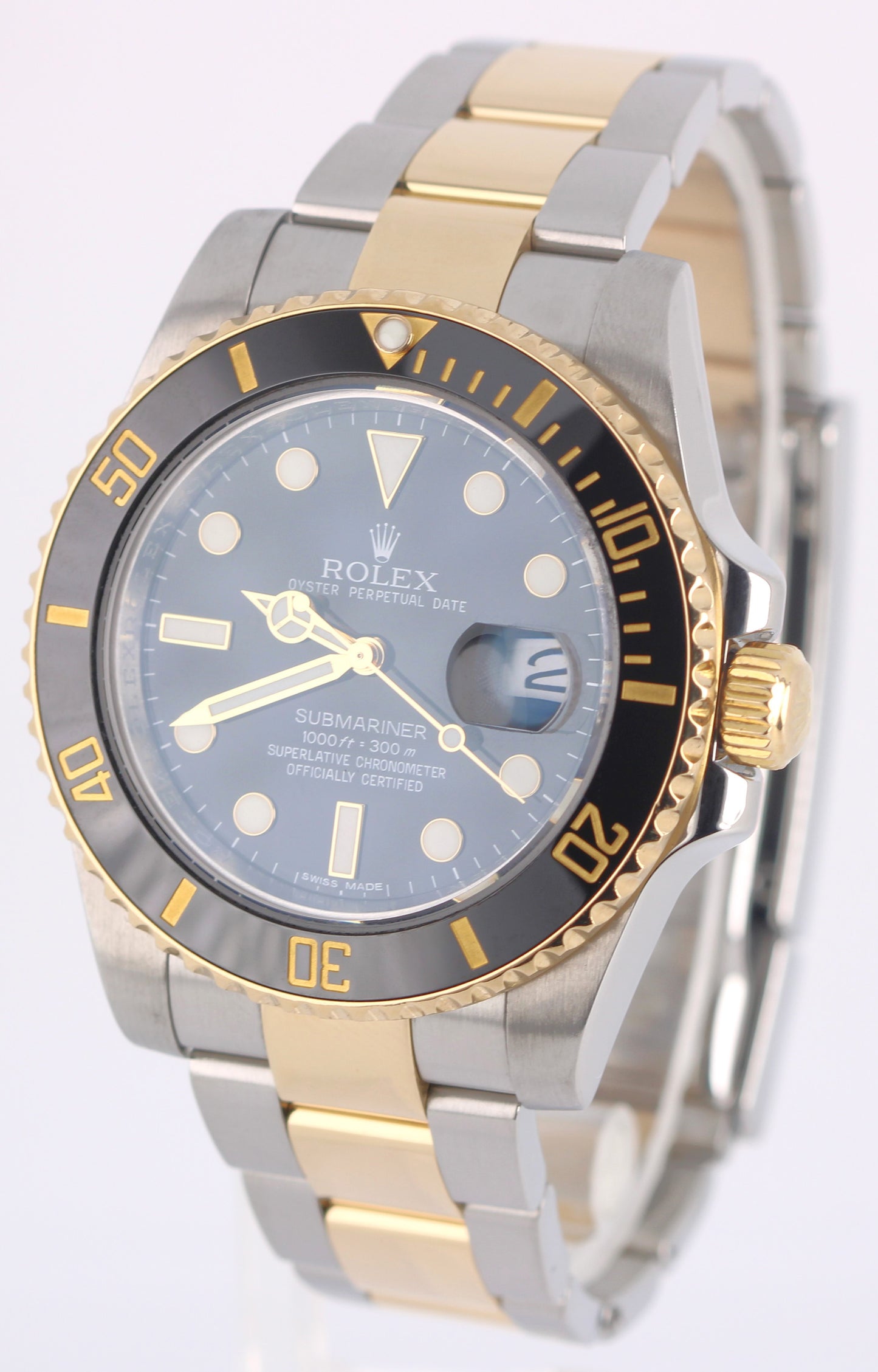 Rolex Submariner Date Two-Tone 18k Yellow Gold Steel Black 40mm 116613 LN Watch