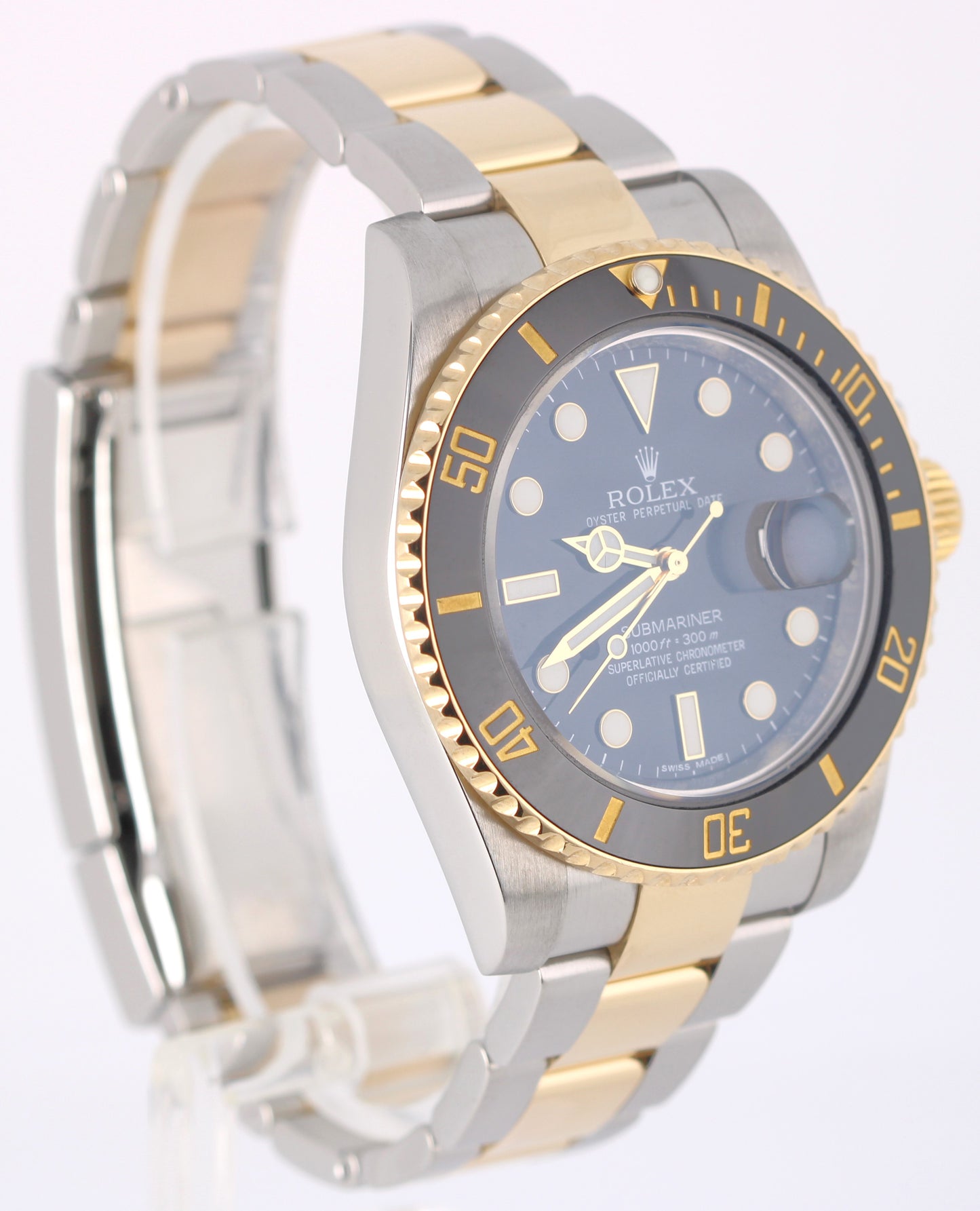 Rolex Submariner Date Two-Tone 18k Yellow Gold Steel Black 40mm 116613 LN Watch