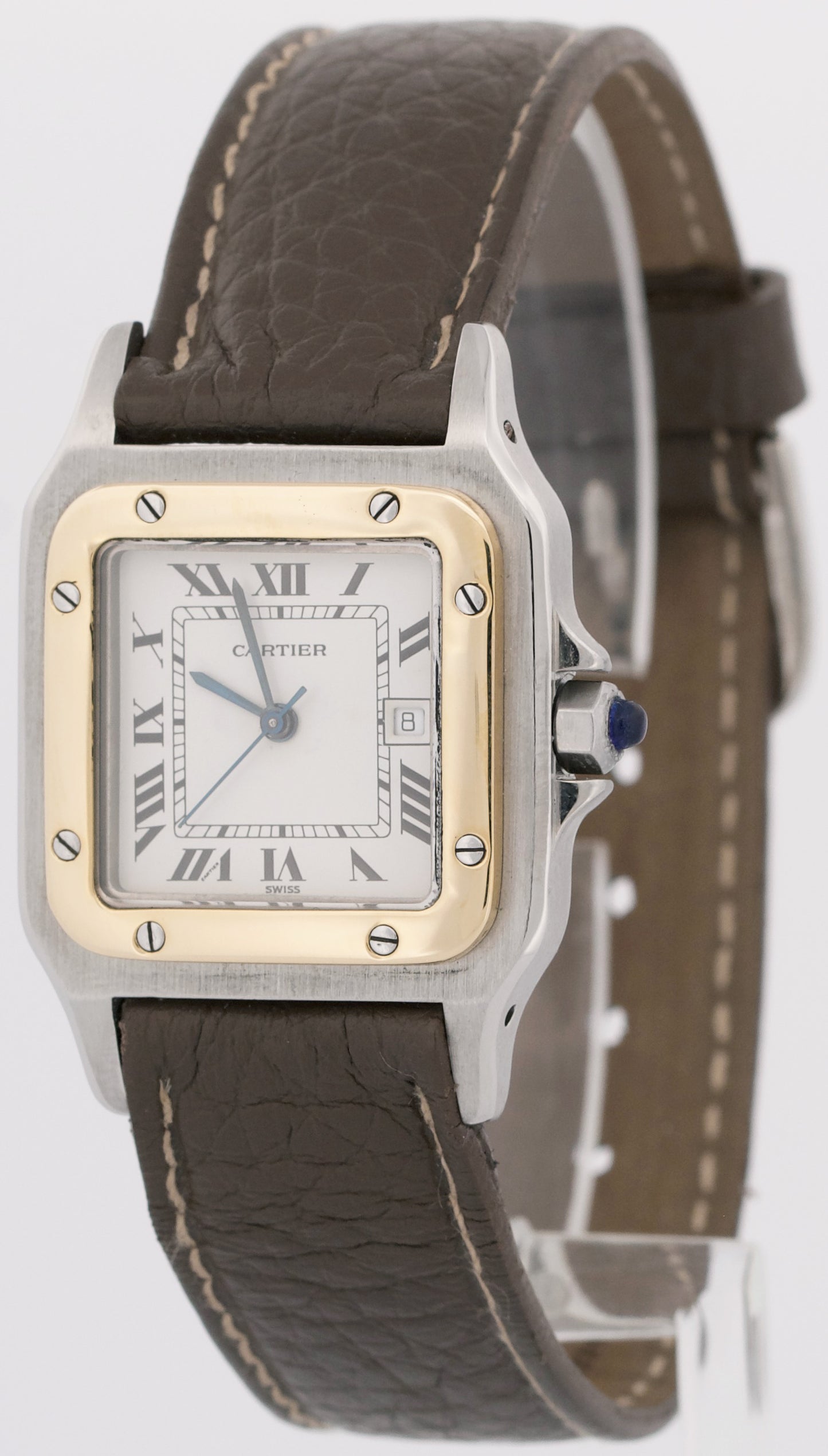 Cartier Santos Two-Tone 18k Gold Steel Ivory Roman Leather 29mm 2961 Automatic