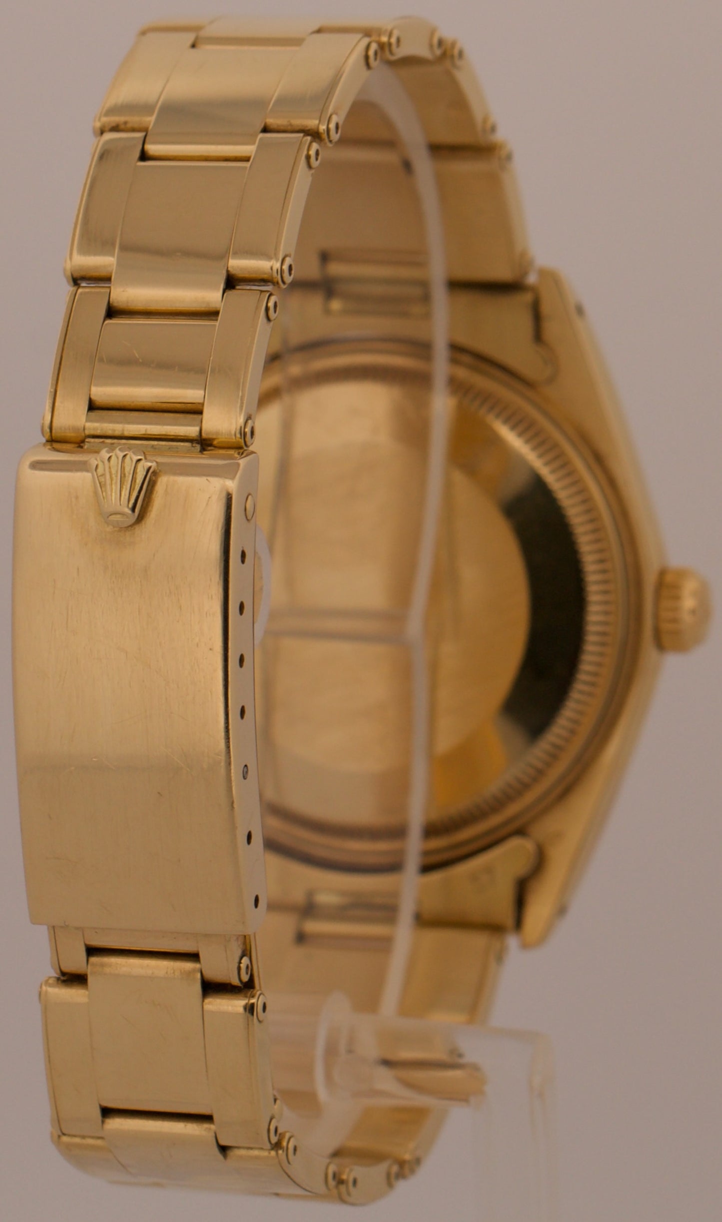 VINTAGE Rolex Oyster Perpetual Date 34mm CHAMPAGNE 14K Gold Fluted Watch 1503
