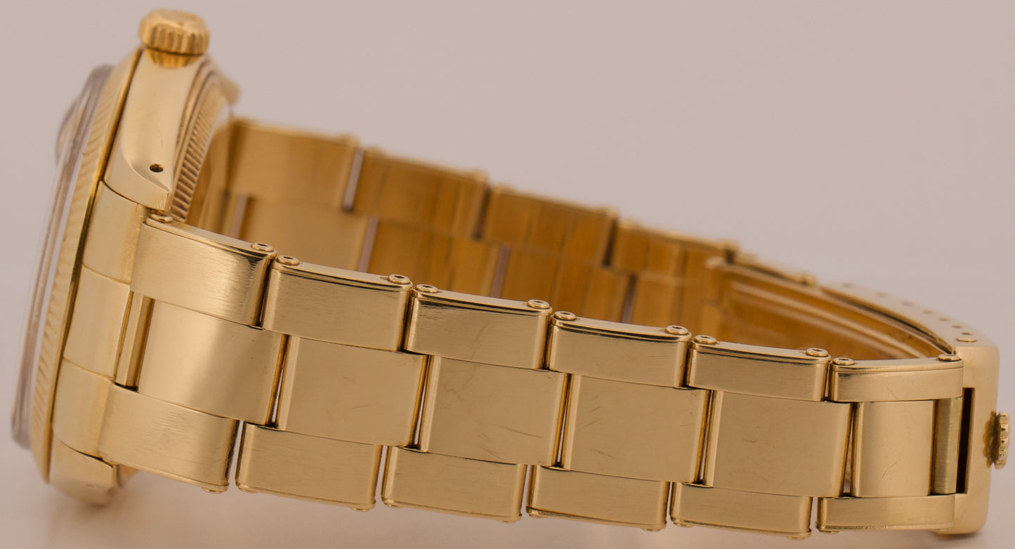 VINTAGE Rolex Oyster Perpetual Date 34mm CHAMPAGNE 14K Gold Fluted Watch 1503