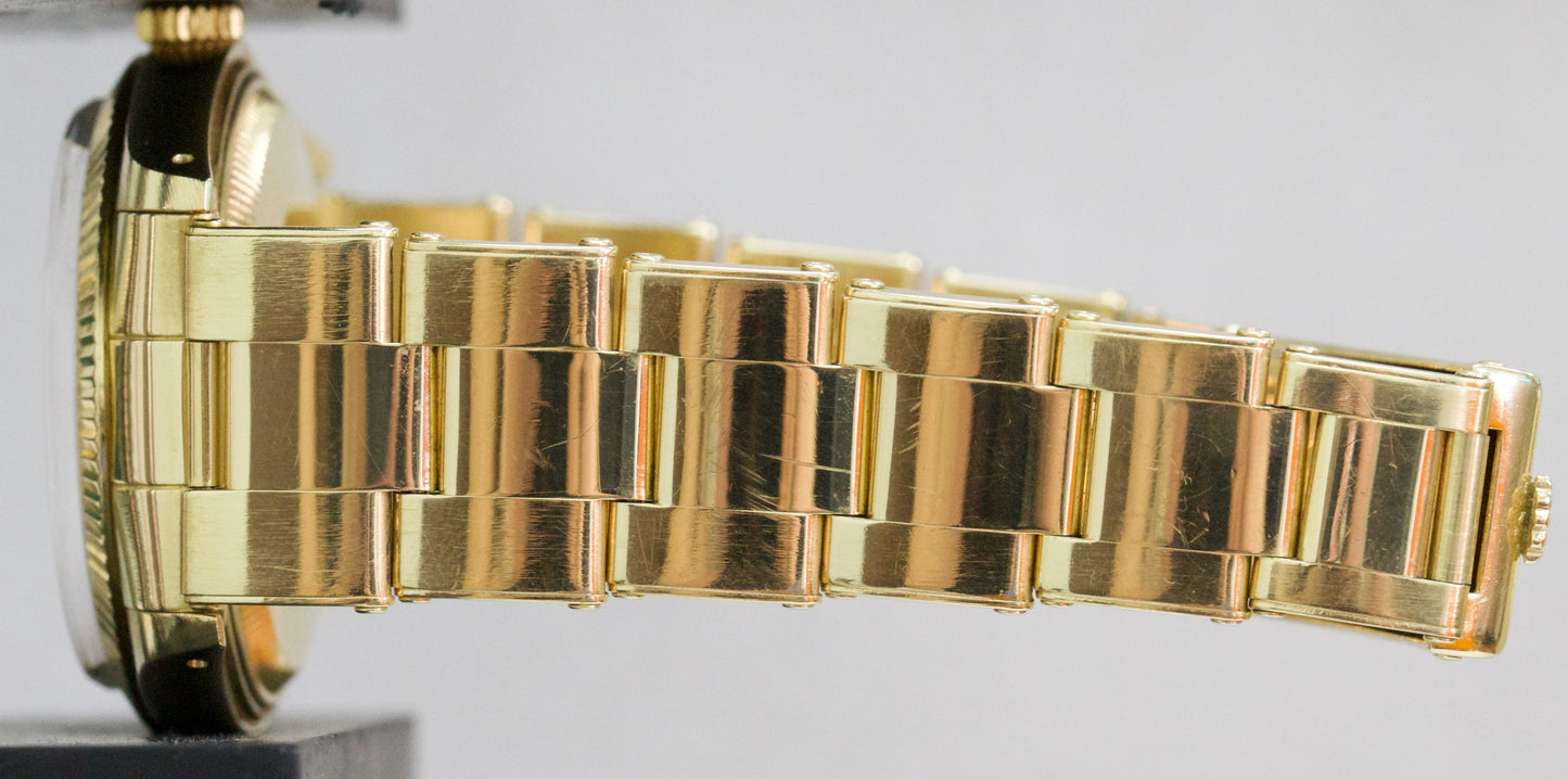 VINTAGE Rolex Oyster Perpetual Date 34mm CHAMPAGNE 14K Gold Fluted Watch 1503