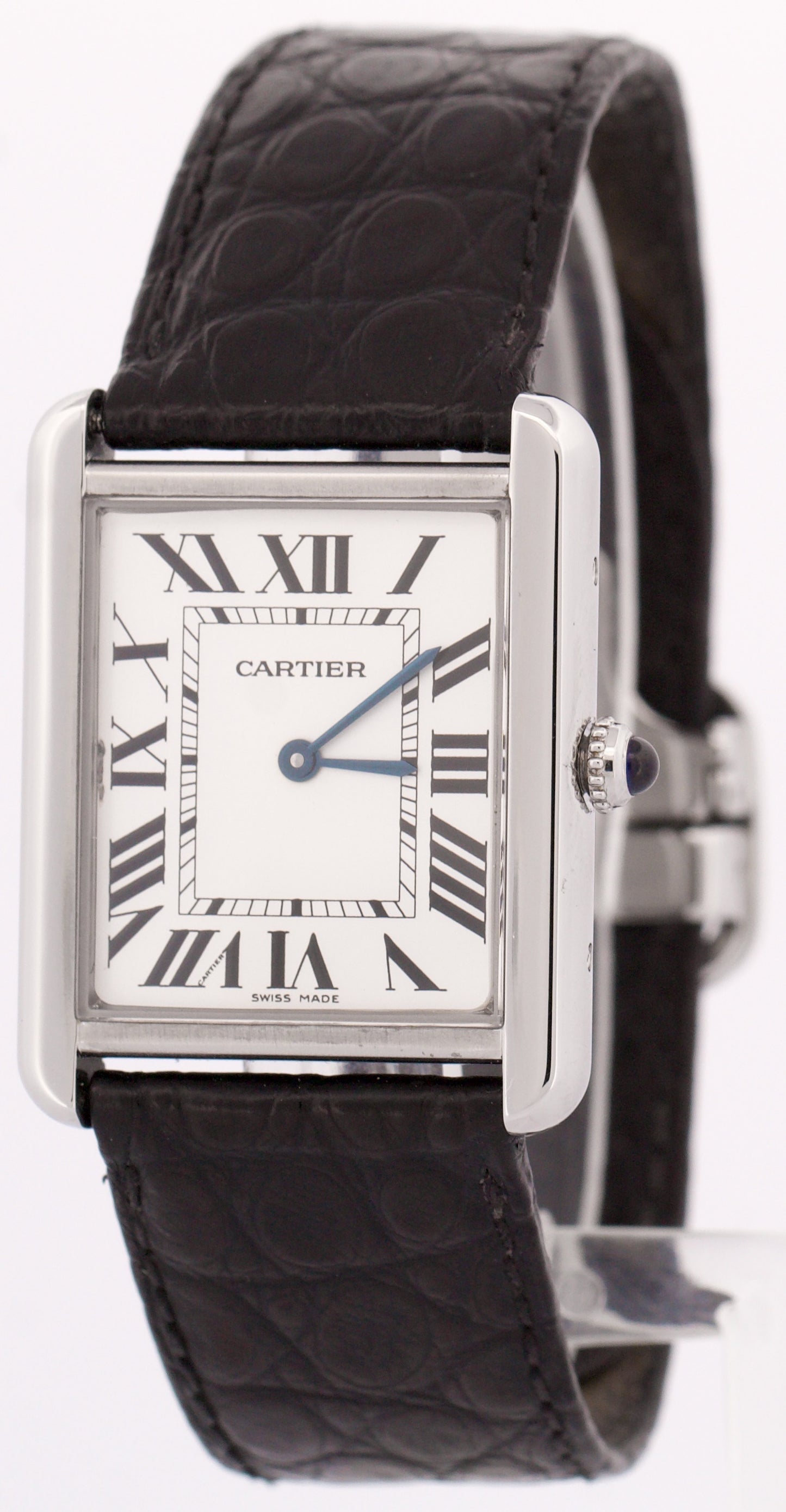 MINT Cartier Tank Solo Stainless Steel Roman Quartz 2715 W1018355 Leather Watch