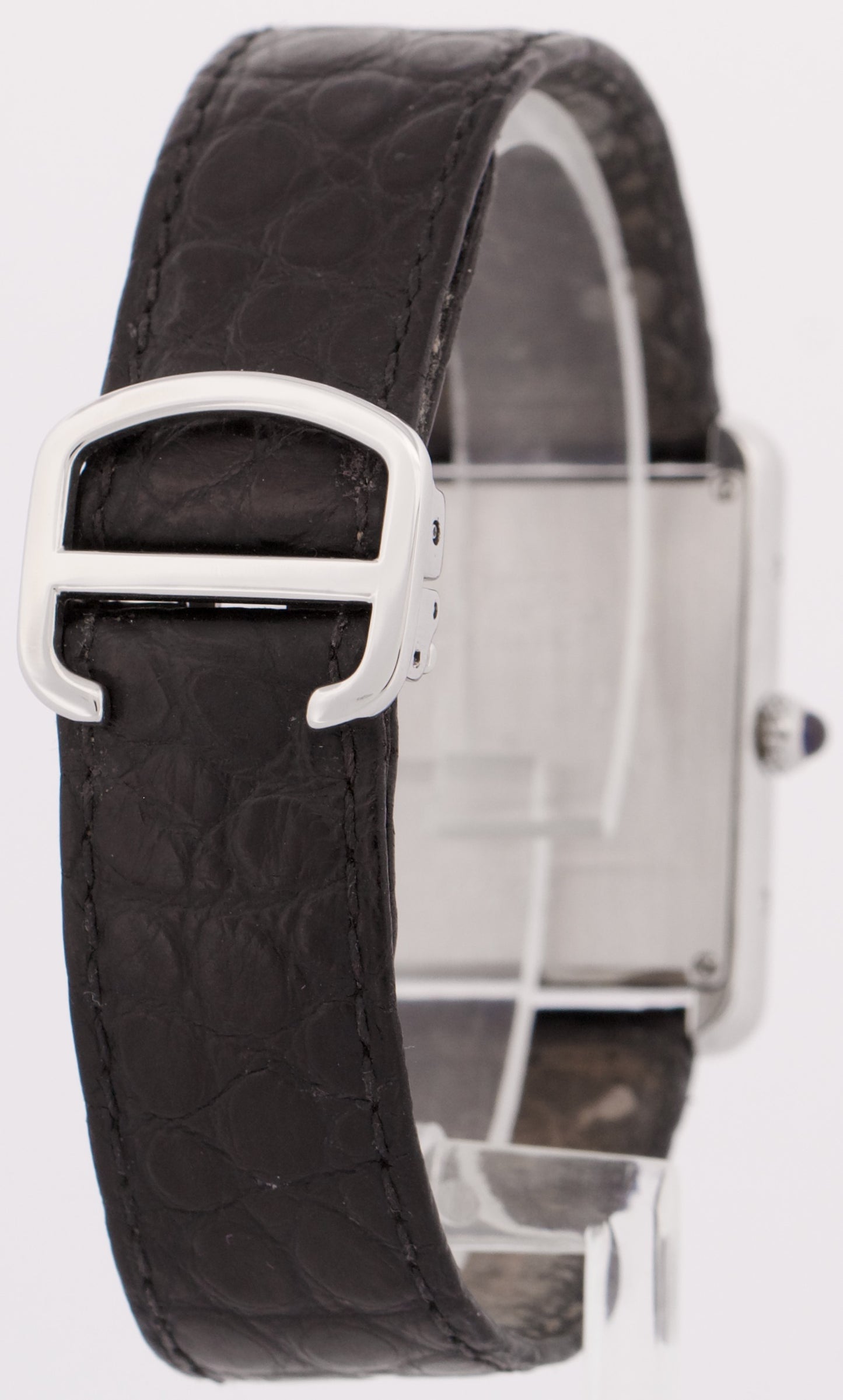 MINT Cartier Tank Solo Stainless Steel Roman Quartz 2715 W1018355 Leather Watch
