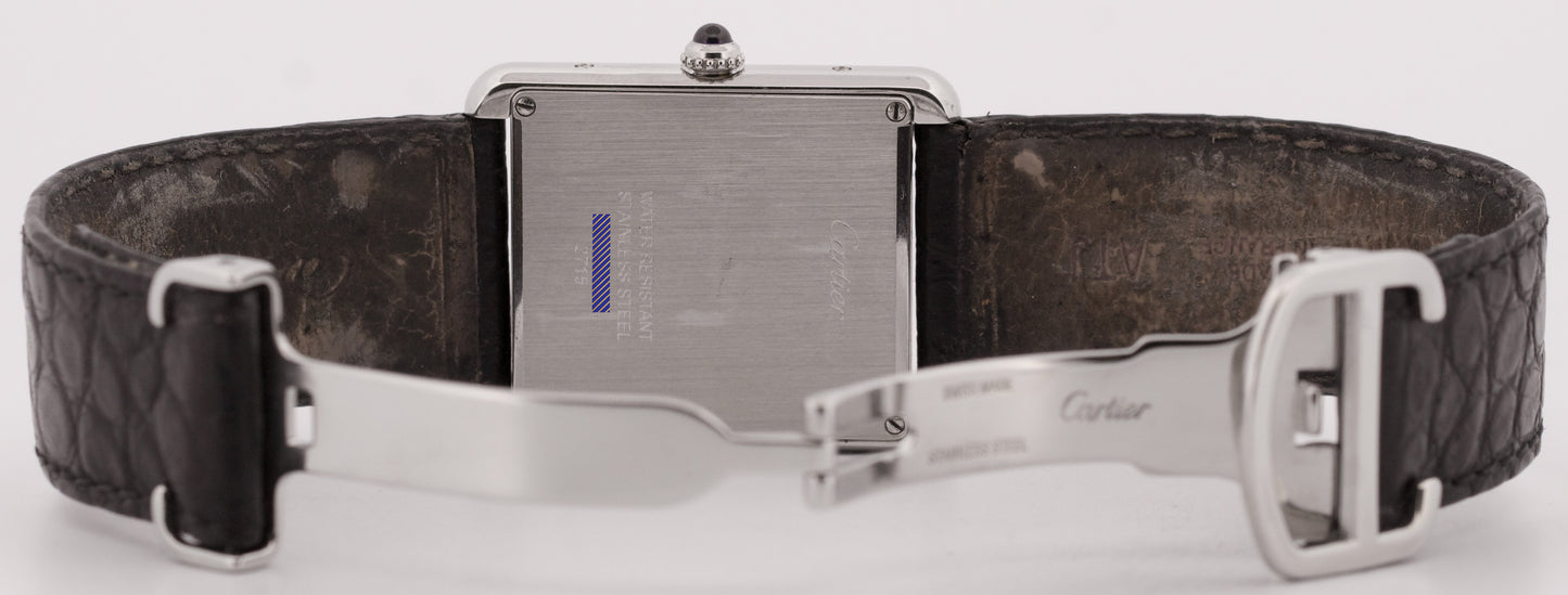 MINT Cartier Tank Solo Stainless Steel Roman Quartz 2715 W1018355 Leather Watch