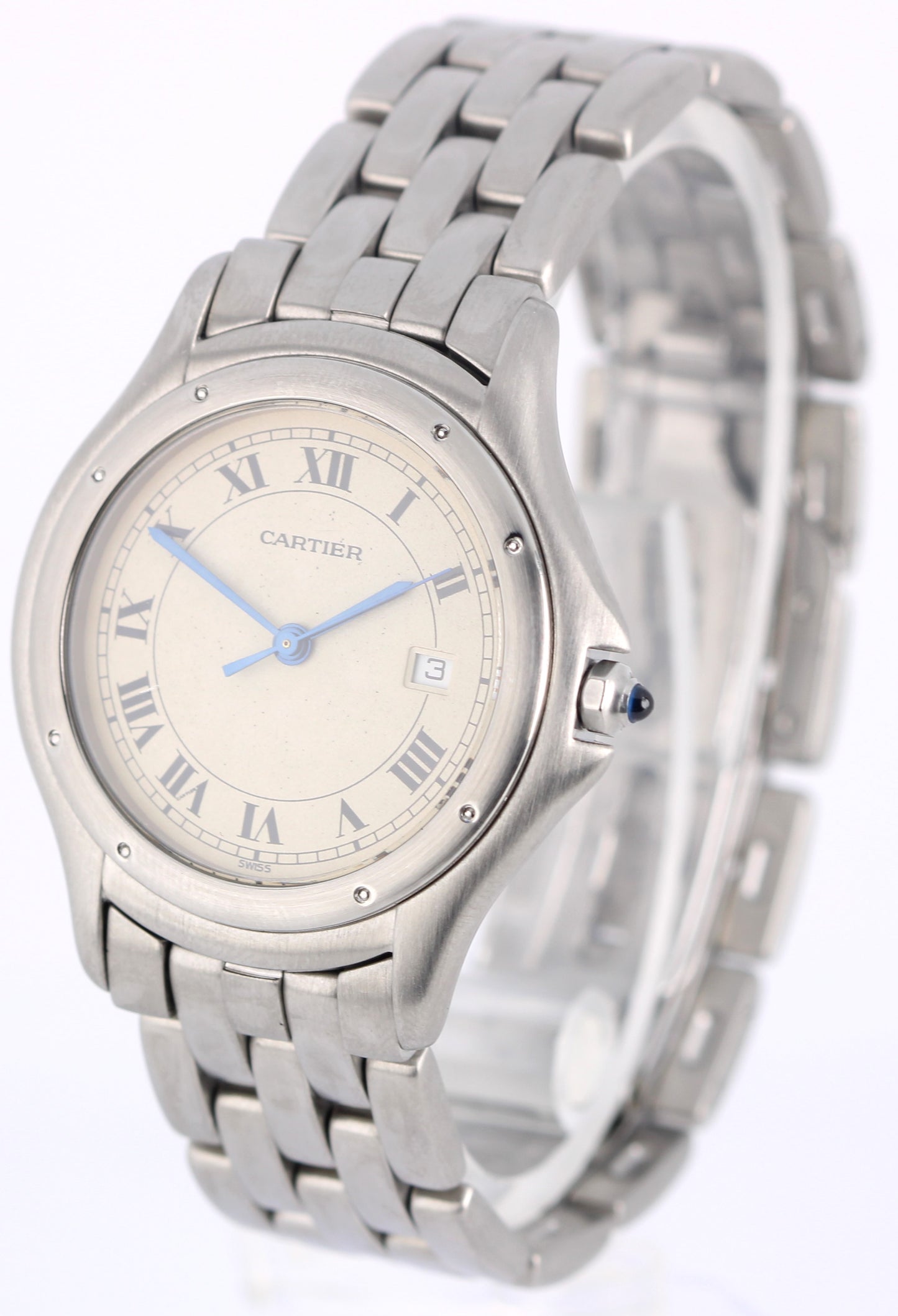Cartier Panthere Cougar Steel Ivory Roman Numeral 33mm Quartz 987904 Watch