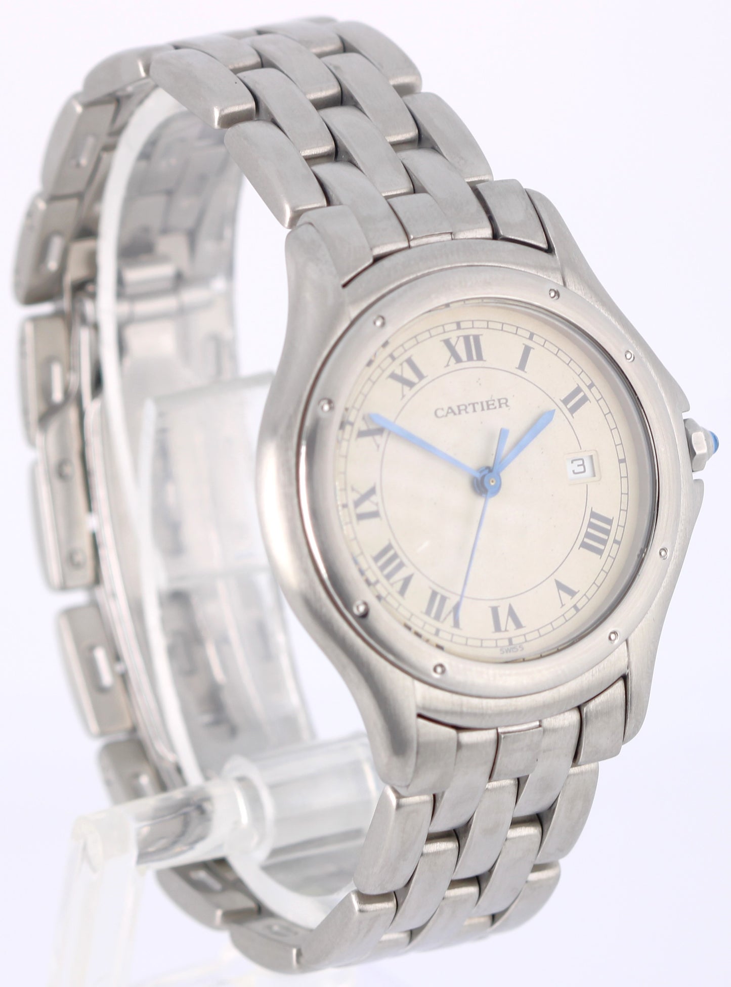 Cartier Panthere Cougar Steel Ivory Roman Numeral 33mm Quartz 987904 Watch