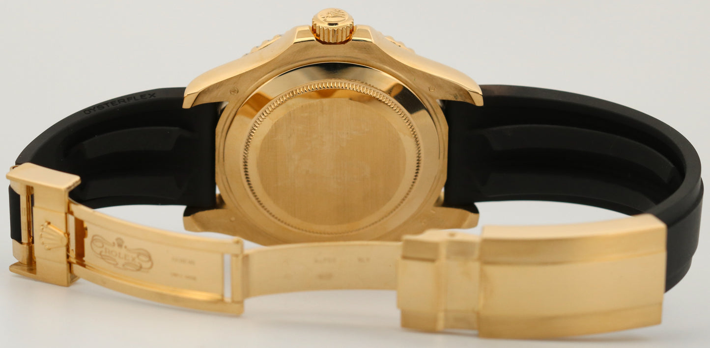 Rolex Yacht-Master BLACK 18K Yellow Gold Oysterflex Rubber 42mm Watch 226658 BOX