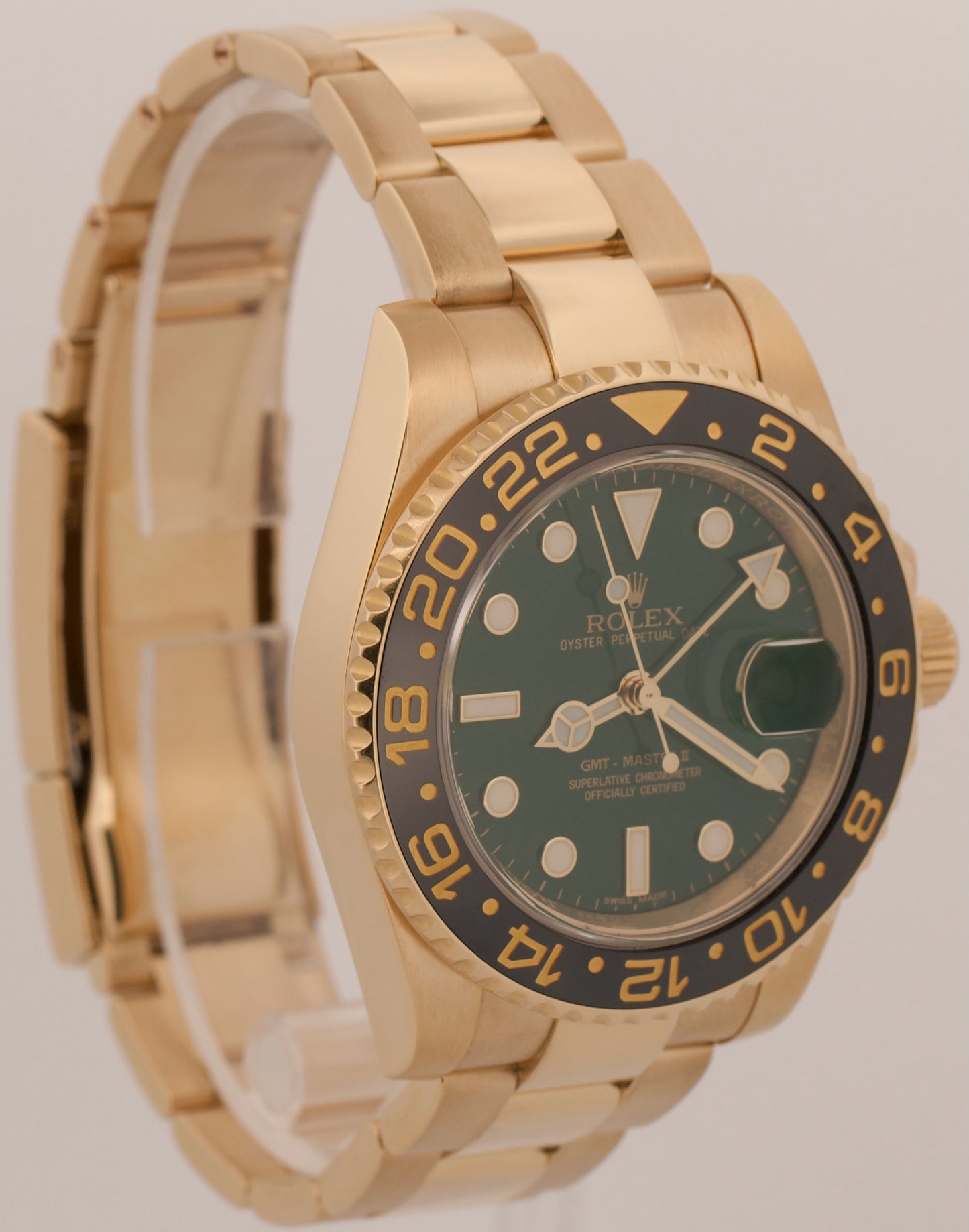 2016 PAPERS Rolex GMT-Master II GREEN Black 18K Yellow Gold 40mm 116718 LN BOX