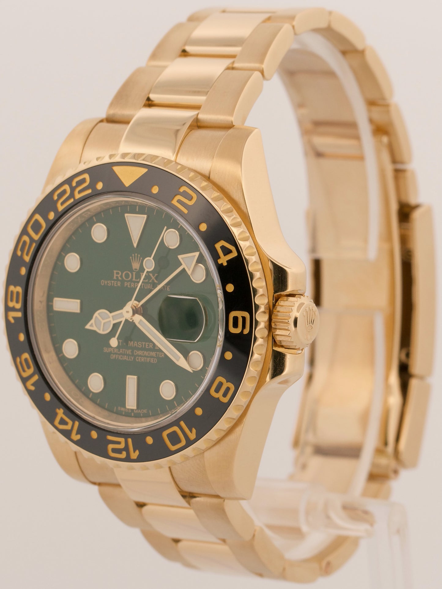 2016 PAPERS Rolex GMT-Master II GREEN Black 18K Yellow Gold 40mm 116718 LN BOX