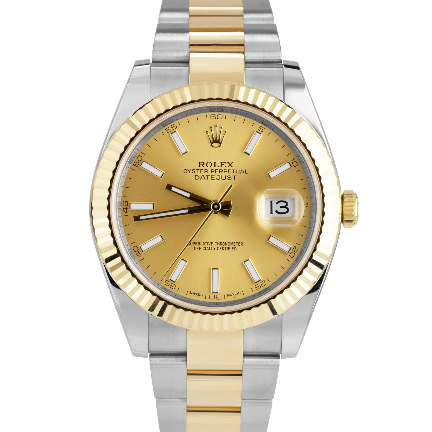MINT Rolex DateJust 41 Champagne Two-Tone 18K Yellow Gold Stainless 41mm 126333