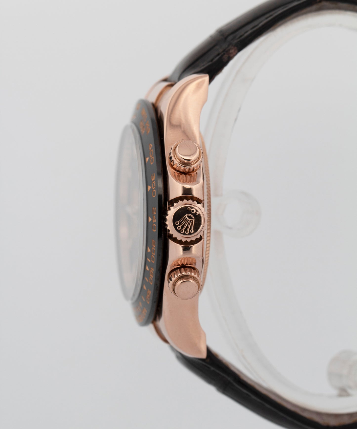 2015 PAPERS Rolex Daytona BLACK 18K Rose Gold Leather Watch 116515 LN BOX