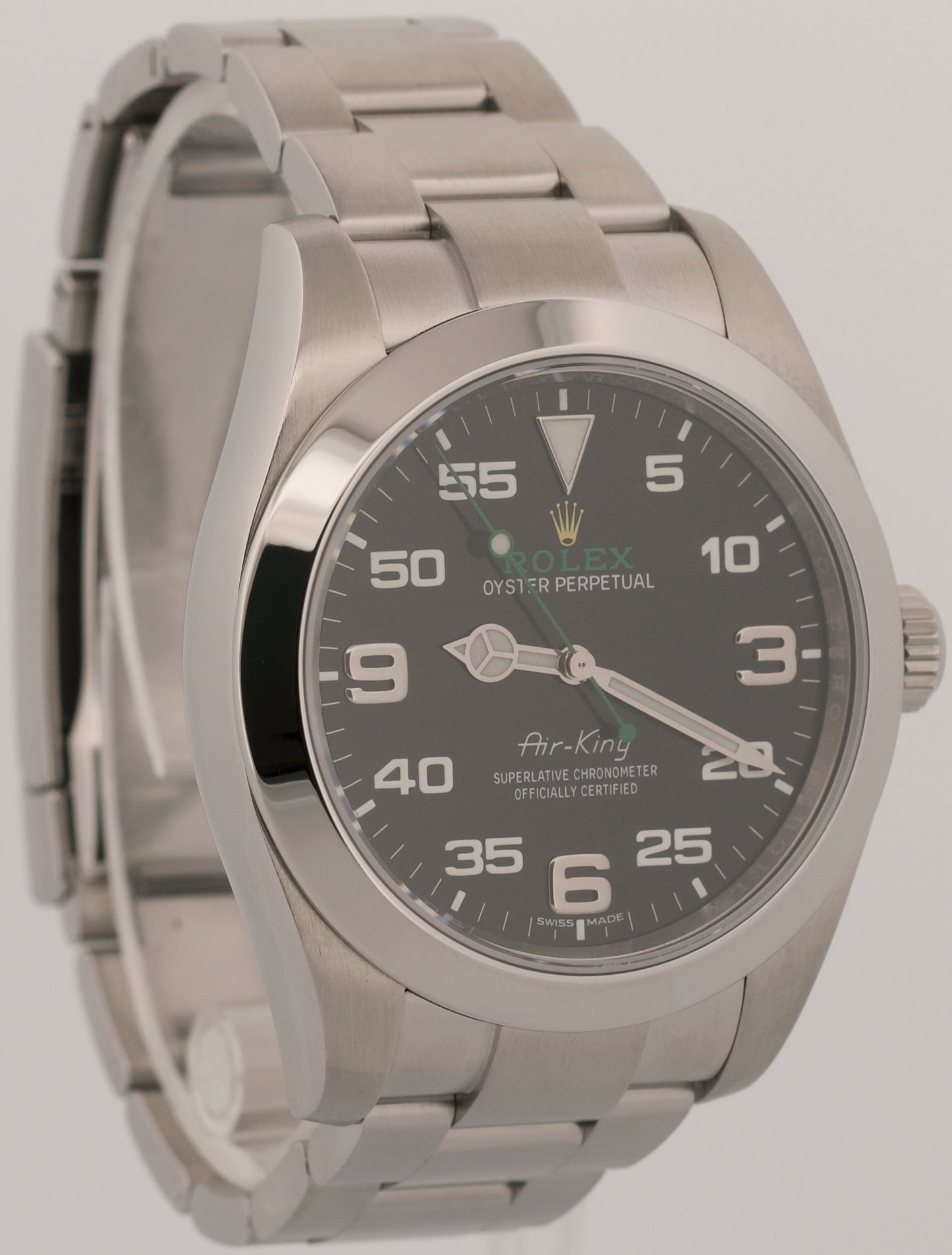 Rolex Air-King 40mm Green BLACK Stainless Steel Automatic Oyster Watch 116900