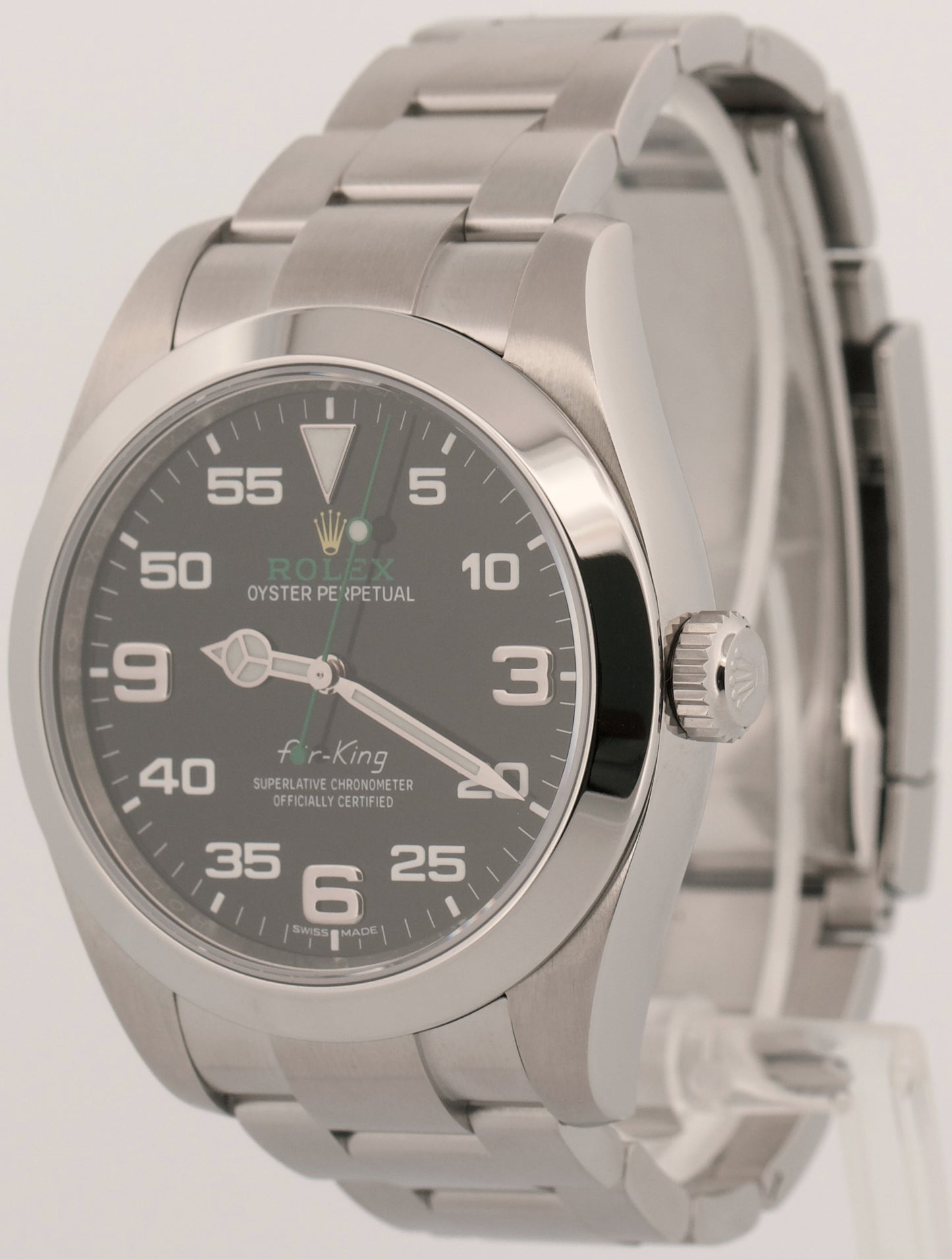 Rolex Air-King 40mm Green BLACK Stainless Steel Automatic Oyster Watch 116900