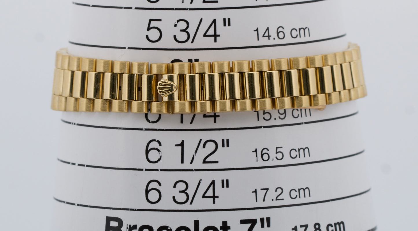 Ladies Rolex DateJust President 26mm CHAMPAGNE DIAMOND 18K Gold 69178 Watch