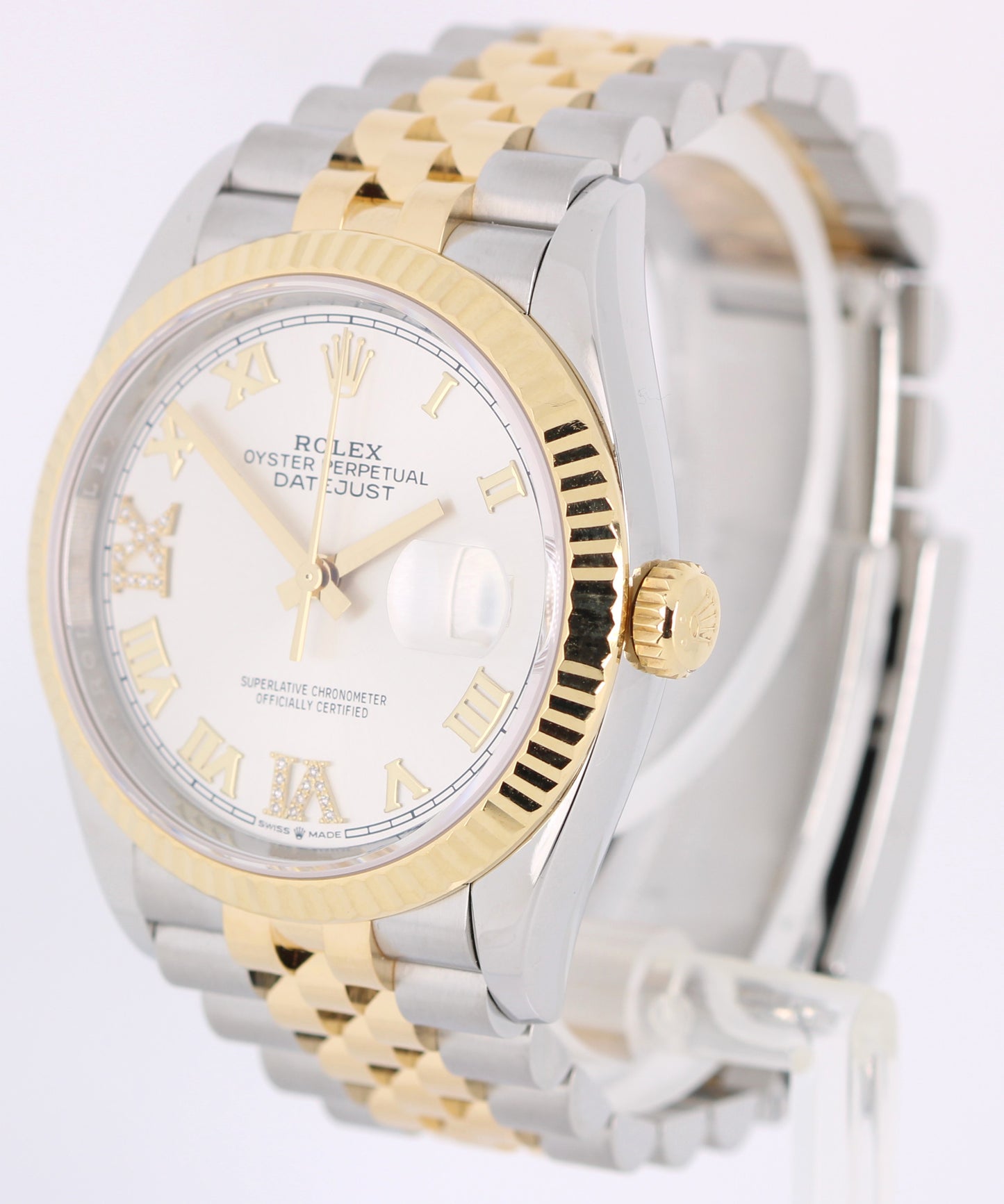 2021 PAPERS Rolex Datejust Two-Tone Gold Silver Roman DIAMOND 36mm 126233 Watch